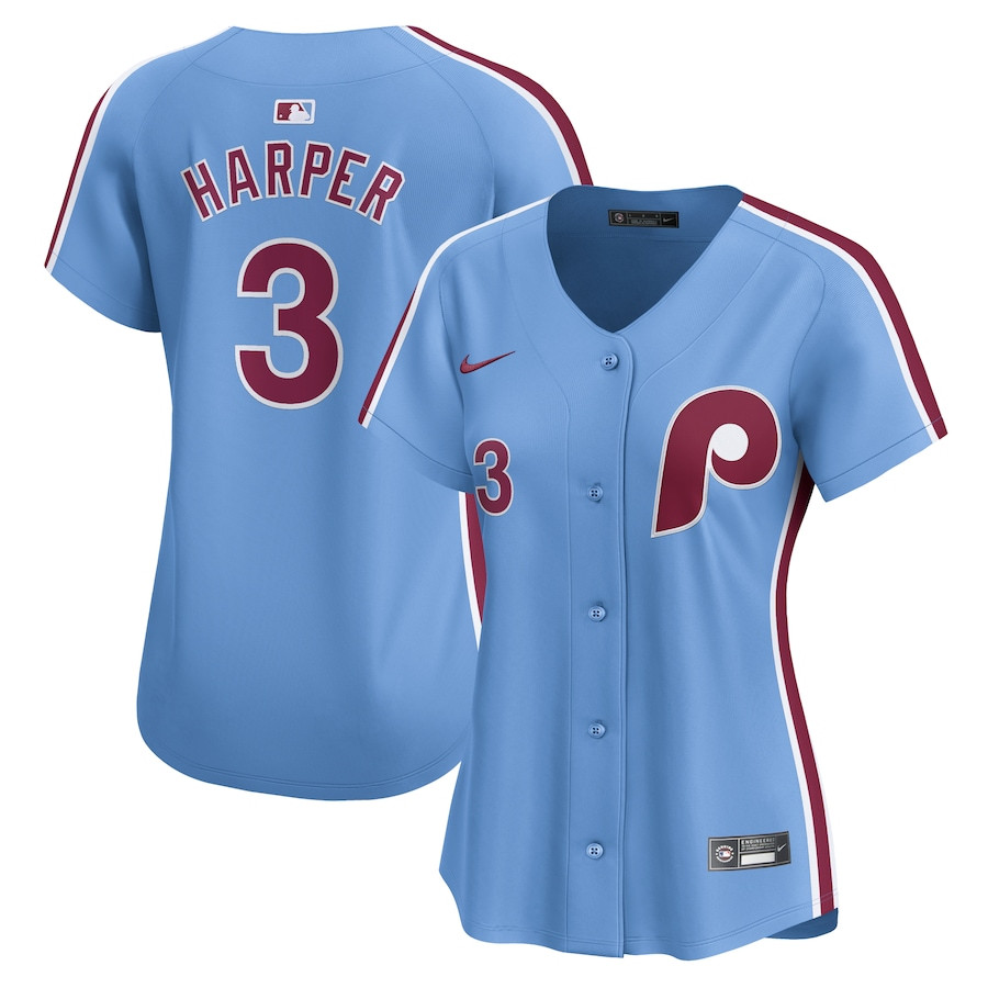 Bryce Harper 3 Philadelphia Phillies Alternate Limited Light Blue MLB Jersey Women's
