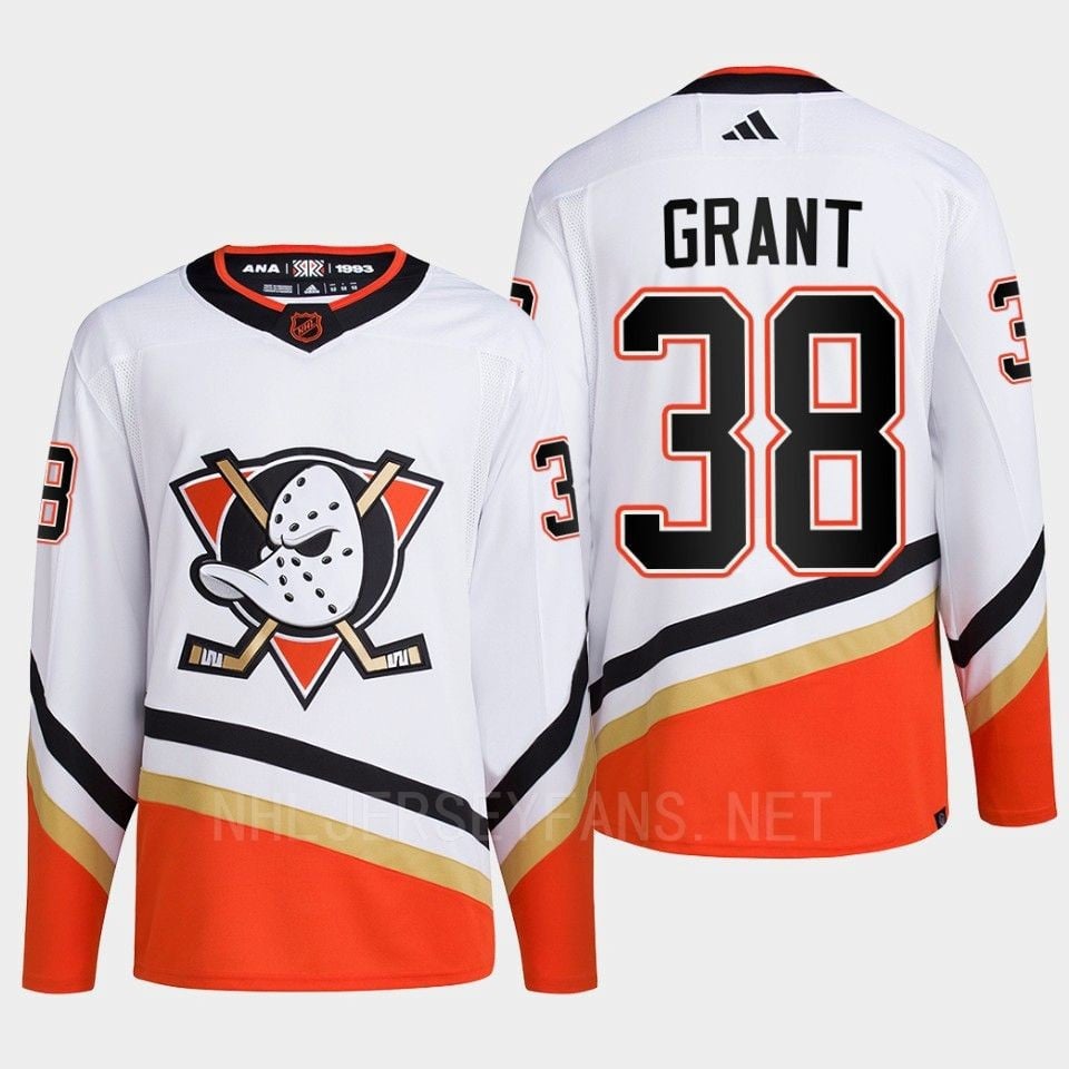 Anaheim Ducks 2022 Reverse Retro 2.0 Derek Grant 38 White Primegreen NHL Jersey Men's