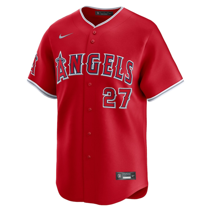 Mike Trout 27 Los Angeles Angels Alternate Limited Red MLB Jersey Men's