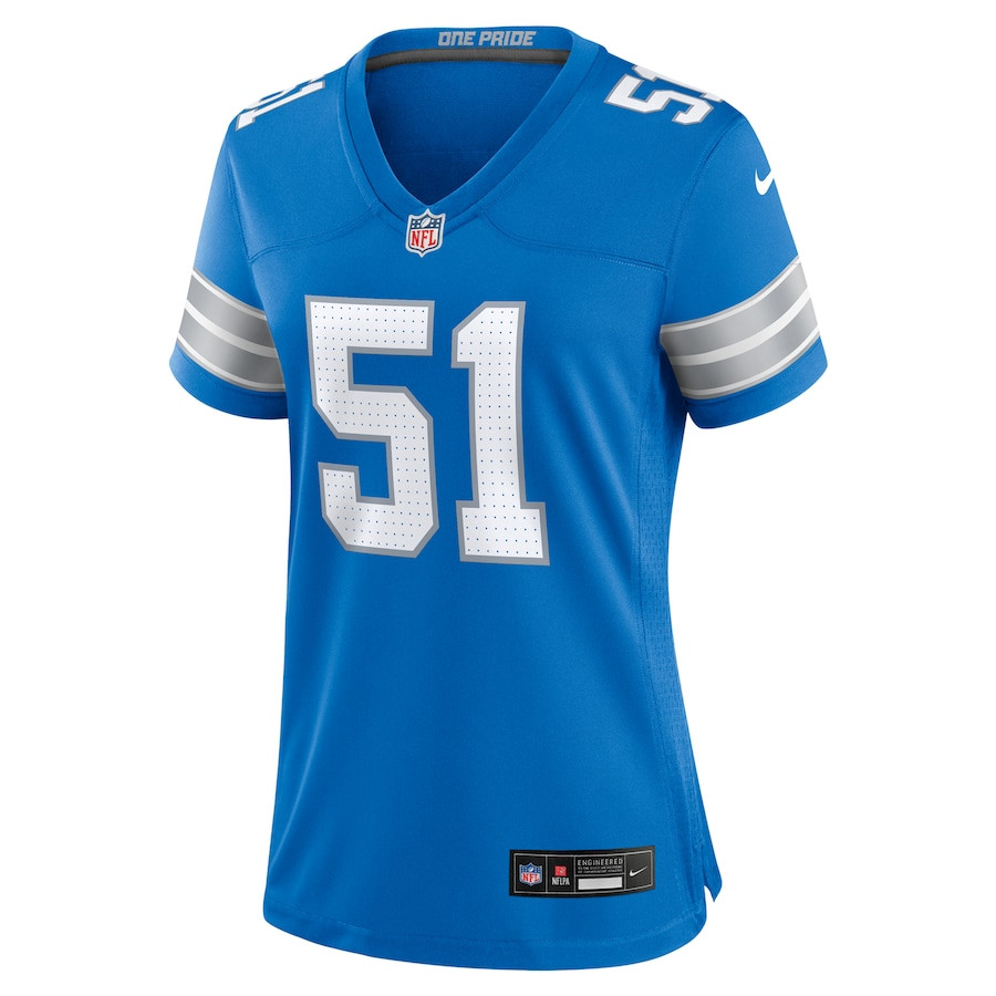 Ben Niemann 51 Detroit Lions Team Game Blue NFL Jersey Women's