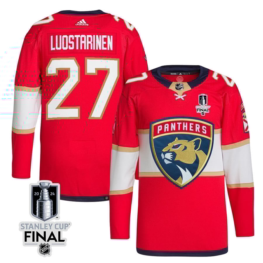 Eetu Luostarinen 27 Florida Panthers 2024 STANLEY CUP Final Home Breakaway Red NHL Jersey Men's