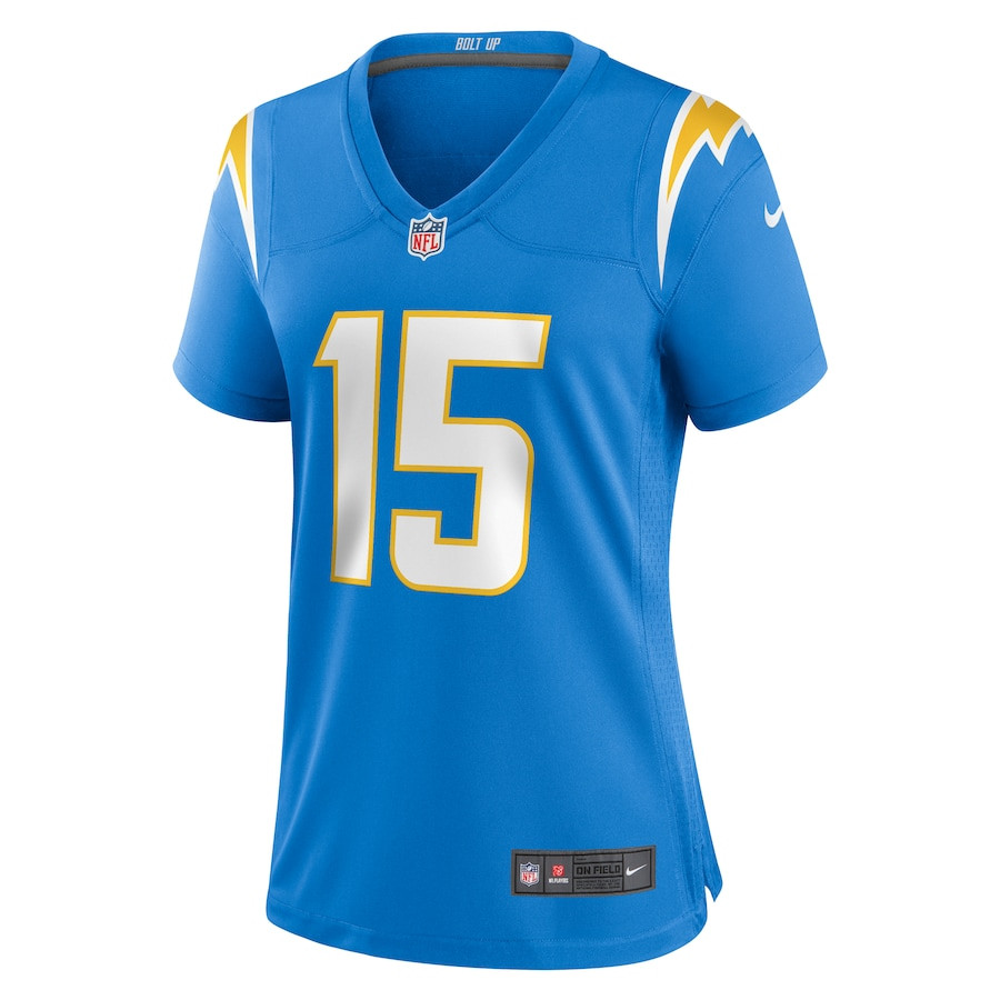 Ladd McConkey 15 Los Angeles Chargers Game Powder Blue NFL Jersey Women's