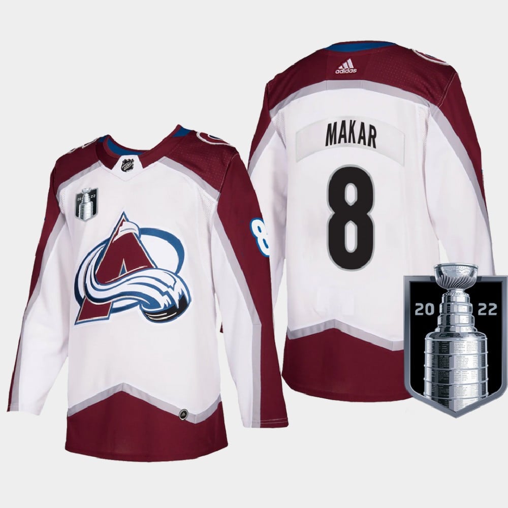 Colorado Avalanche Cale Makar 8 2022 Western Conference Champs White NHL Jersey Men's