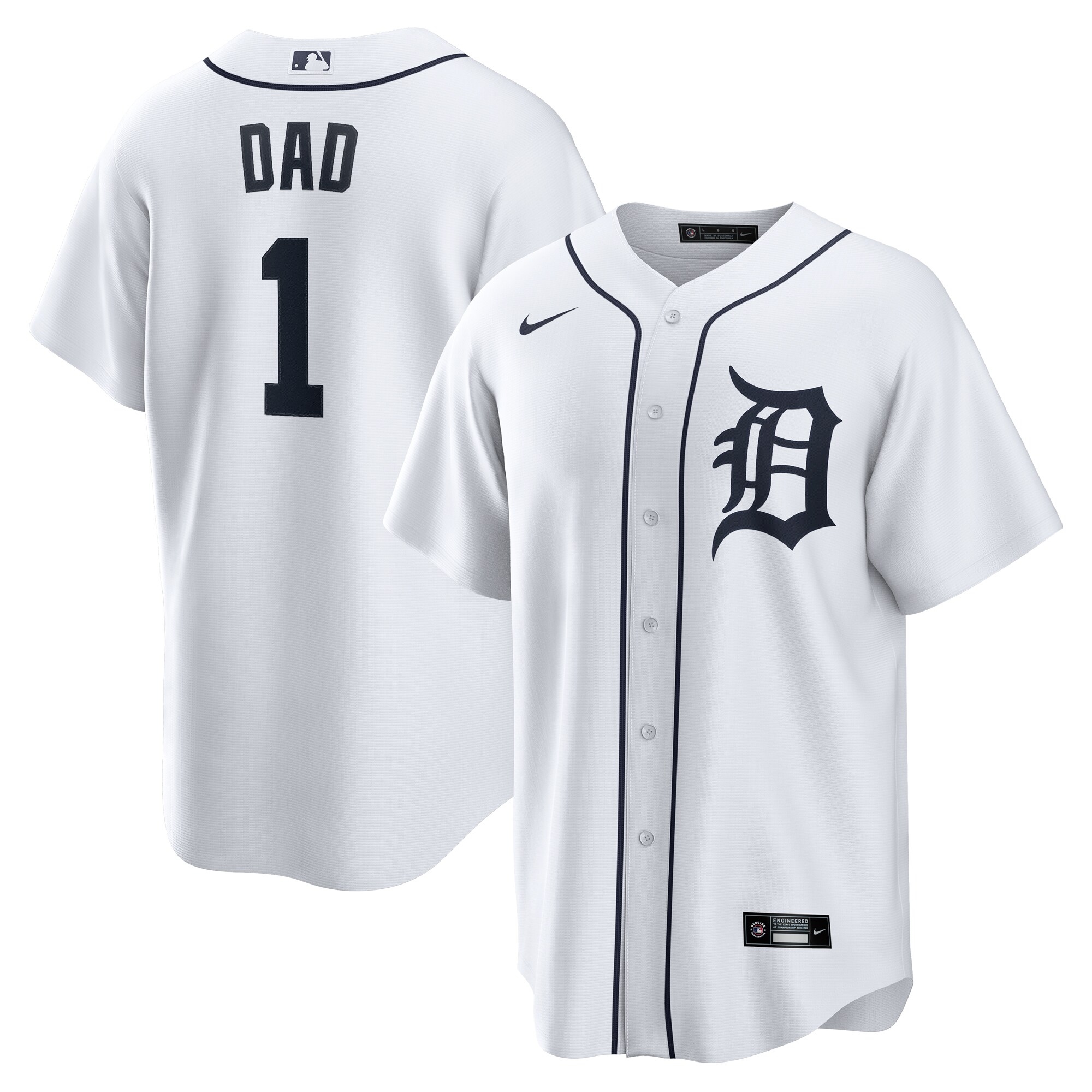Detroit Tigers White #1 Dad Home MLB Jersey Men's