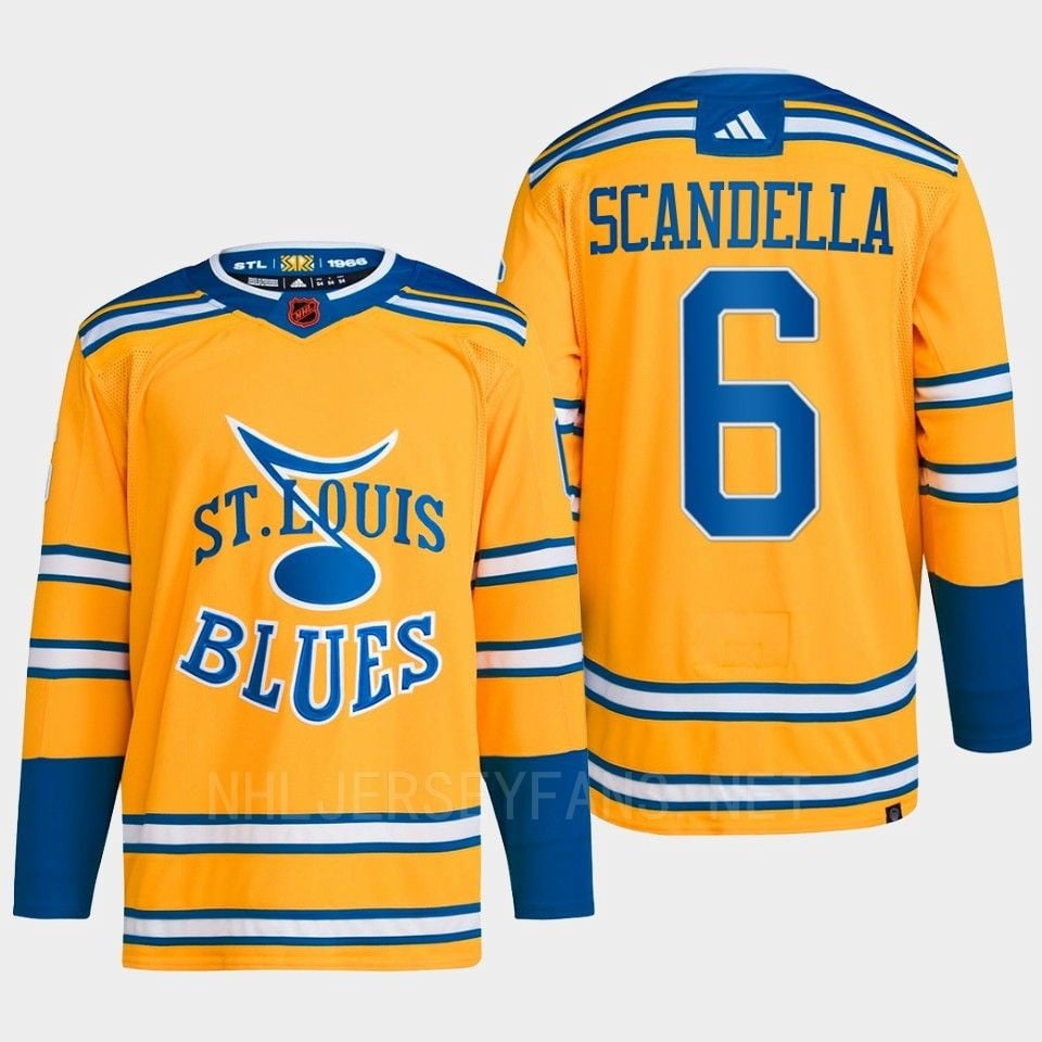 Marco Scandella 6 Reverse Retro 2.0 2022 St. Louis Blues Yellow Primegreen NHL Jersey Men's