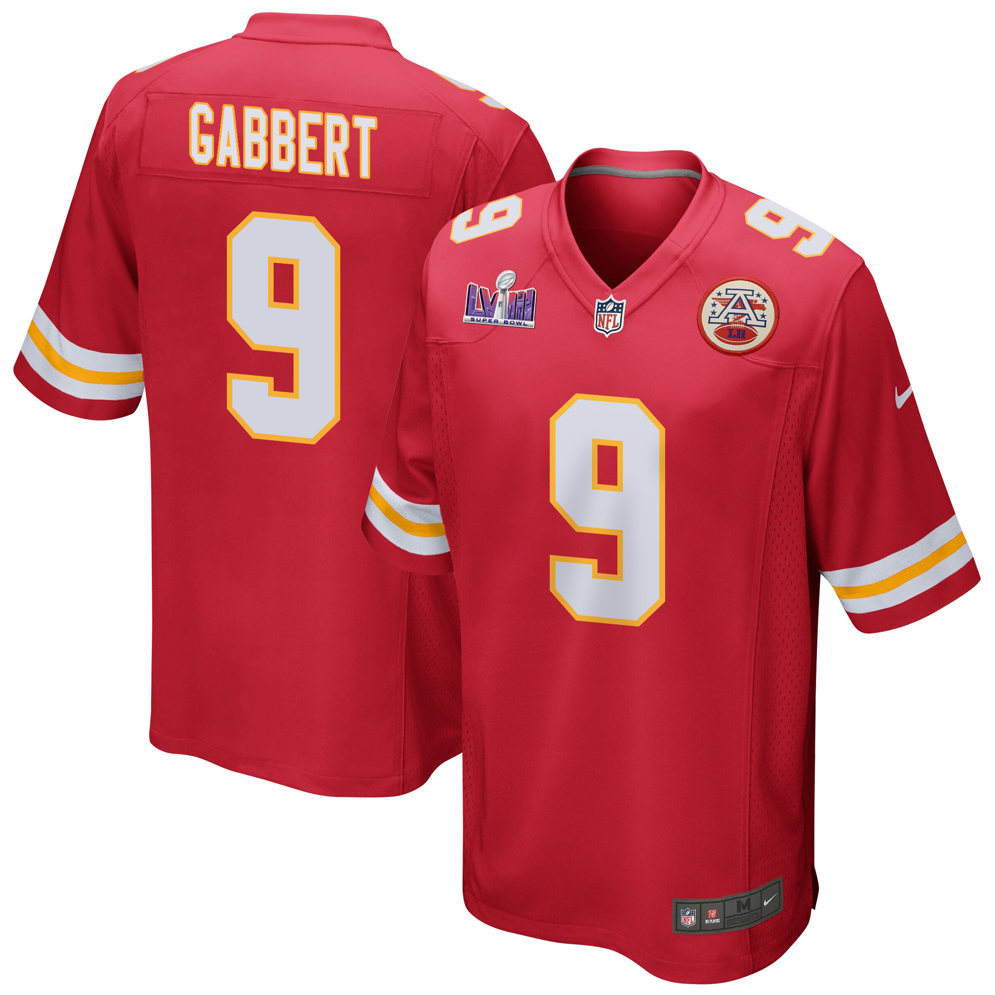 Blaine Gabbert 9 Kansas City Chiefs Super Bowl LVIII Patch Game Red NFL Jersey Men's