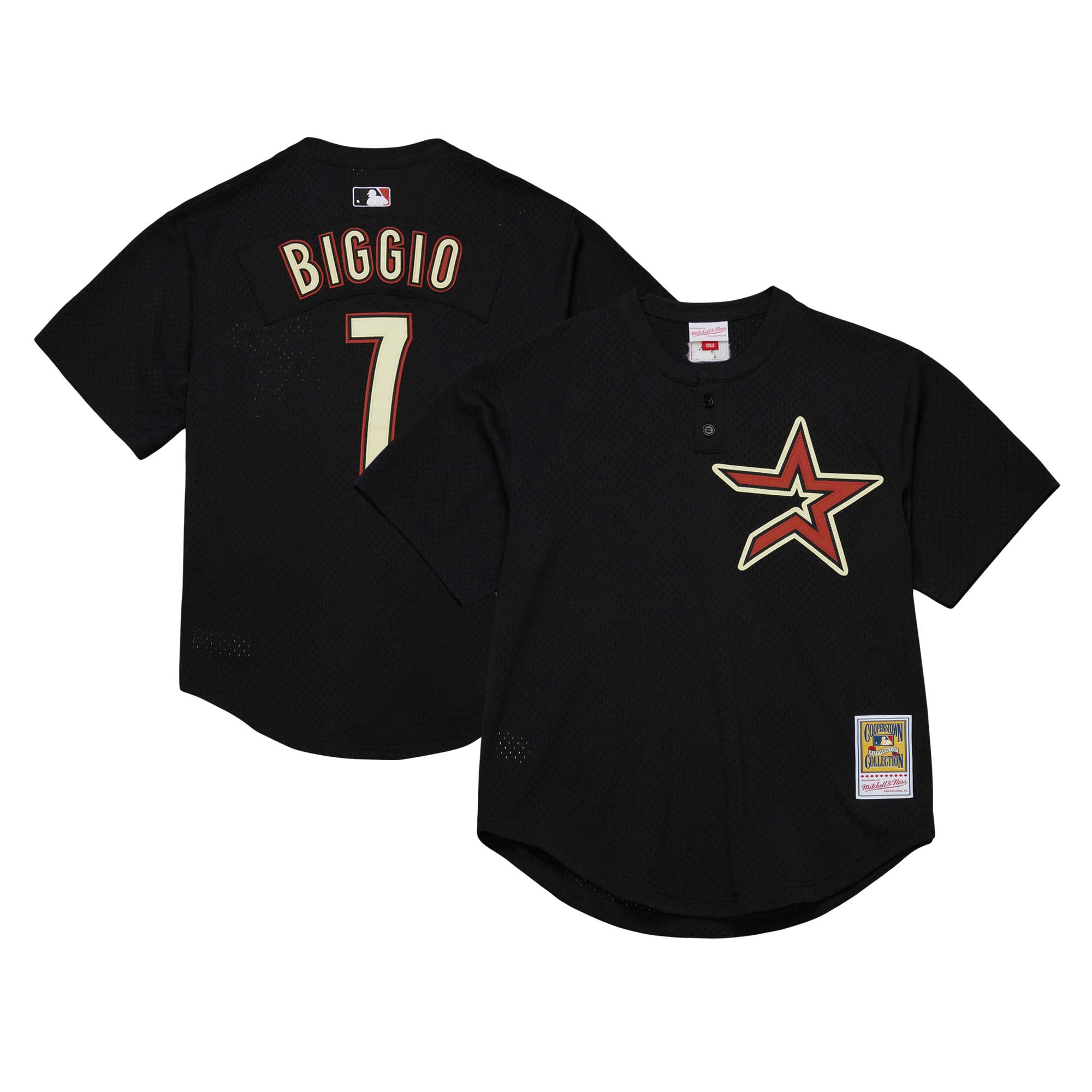 Houston Astros Craig Biggio Mitchell Ness Black Cooperstown Collection Mesh Batting Practice MLB Jersey Men's