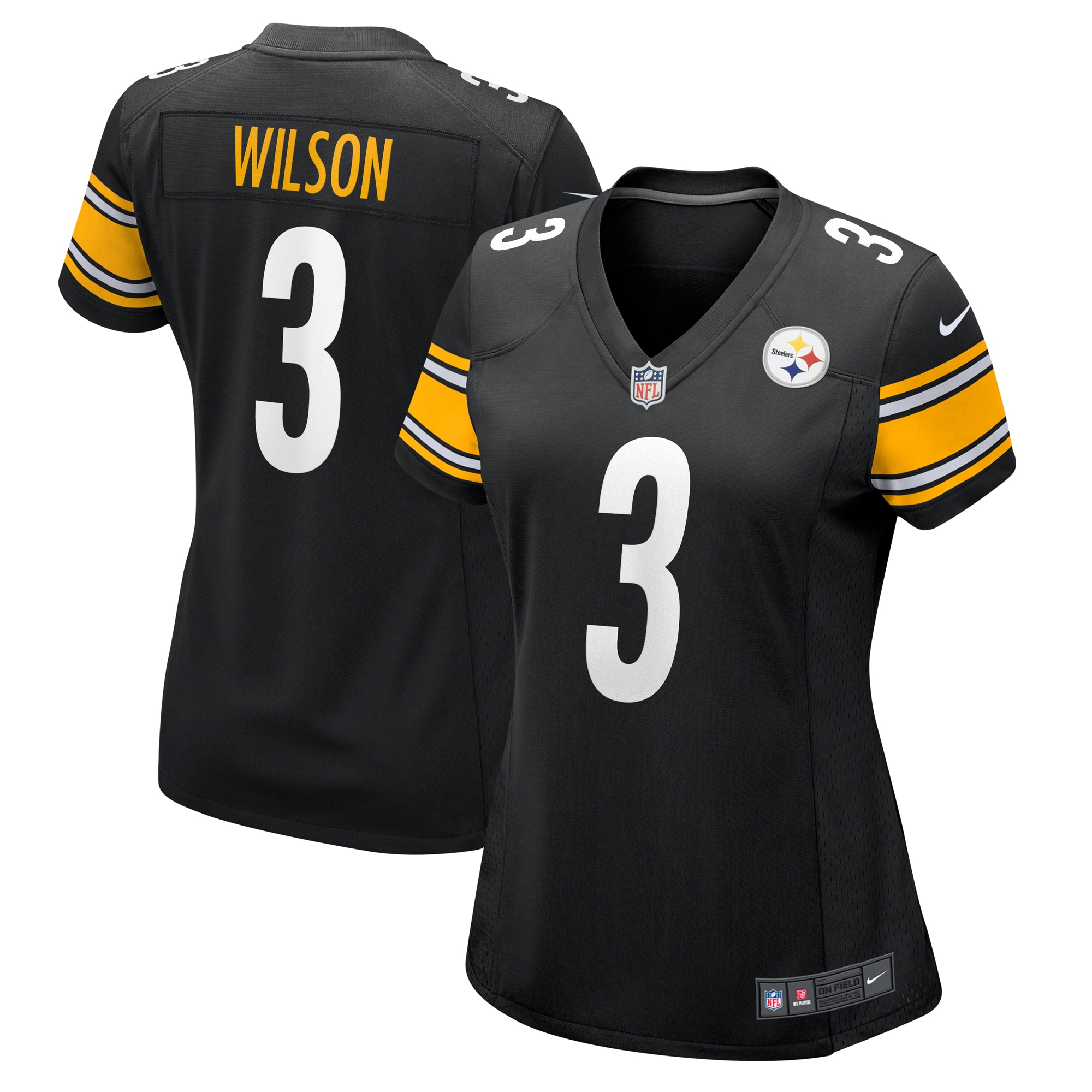 Pittsburgh Steelers Russell Wilson Black Game NFL Jersey Women's
