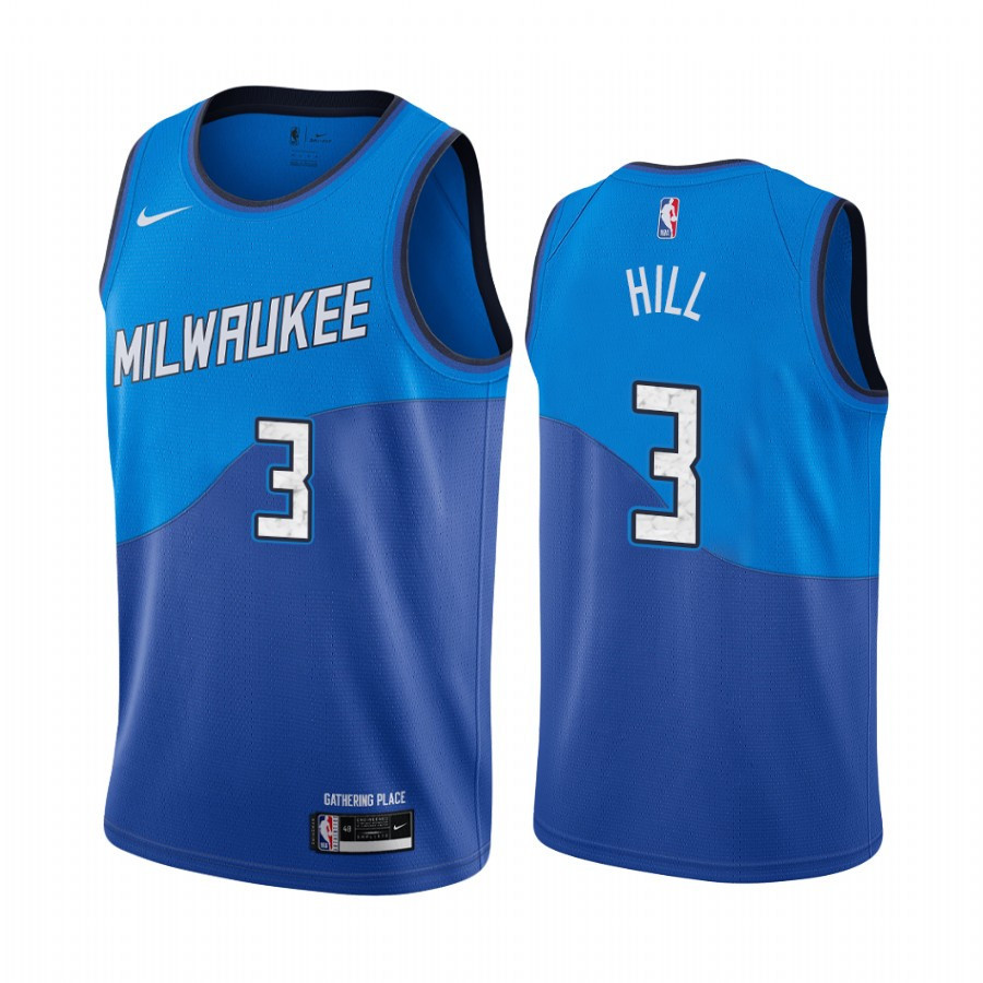George Hill 3 Milwaukee Bucks City Edition Blue NBA Jersey Men's