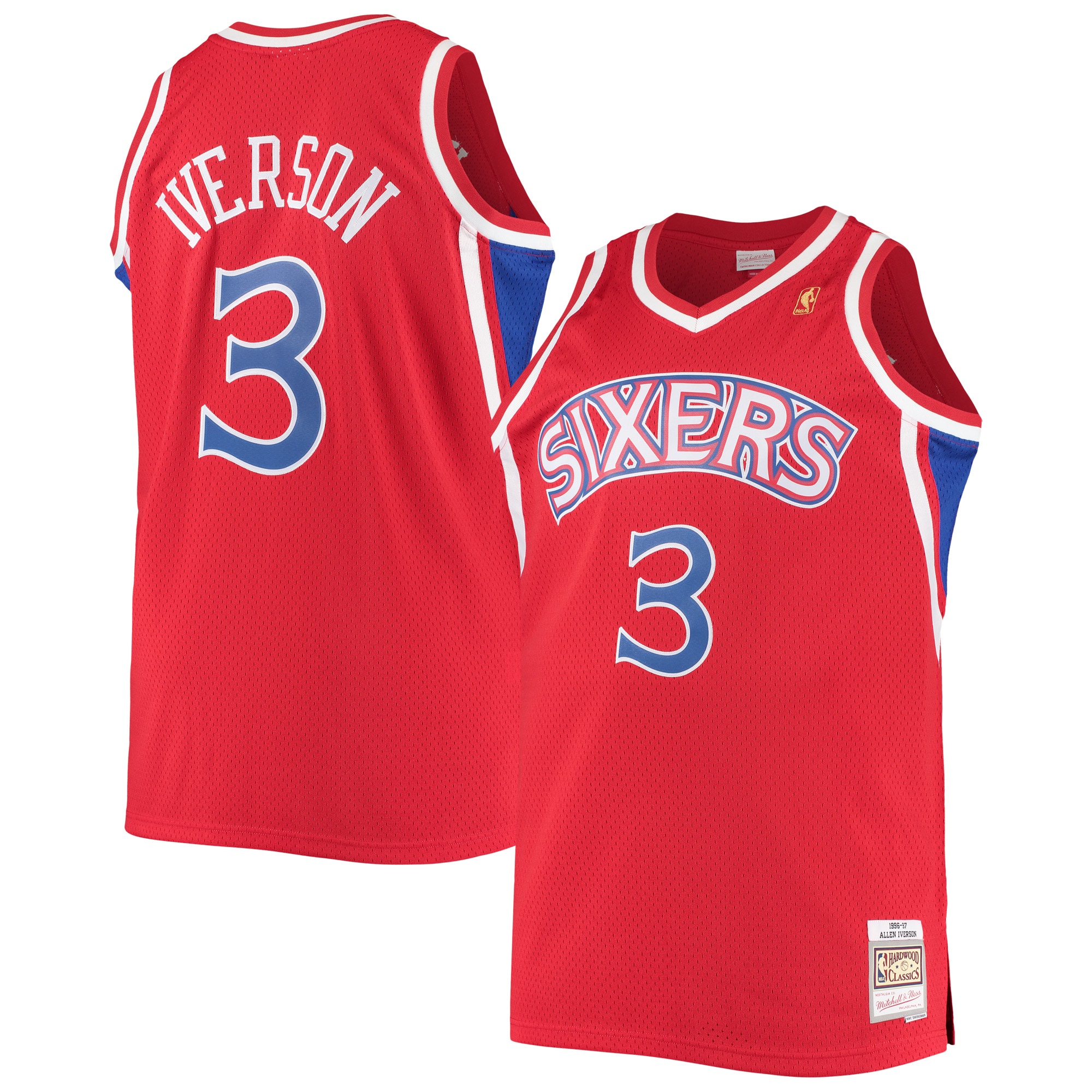 Mitchell Ness Allen Iverson Red Philadelphia 76ers 1996/97 Big Tall Hardwood Classics Swingman NBA Jersey Men's