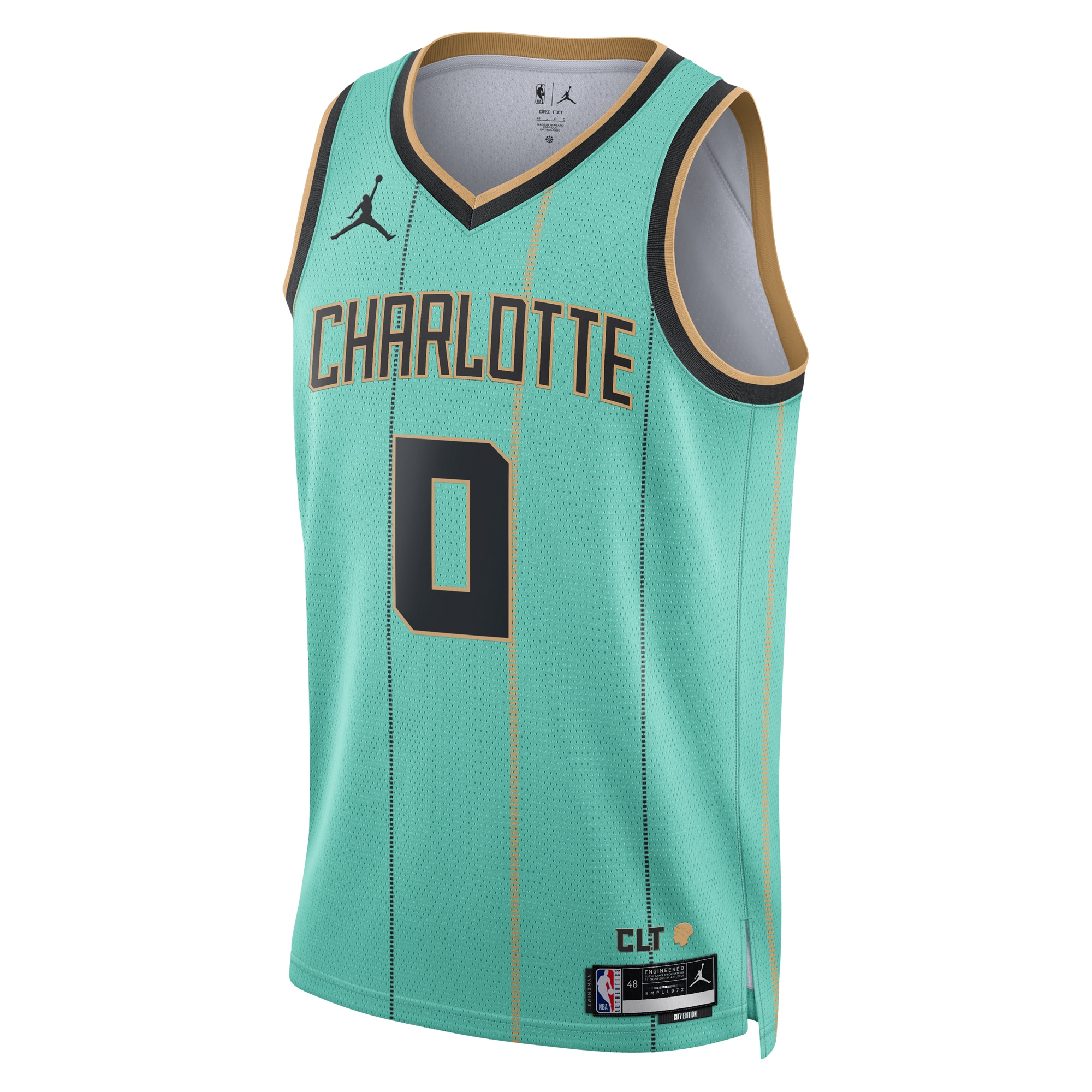Camiseta Jordan Brand City Edition Swingman de los Charlotte Hornets 2024 Verde azulado Miles Bridge Unisex NBA Jersey Unisex