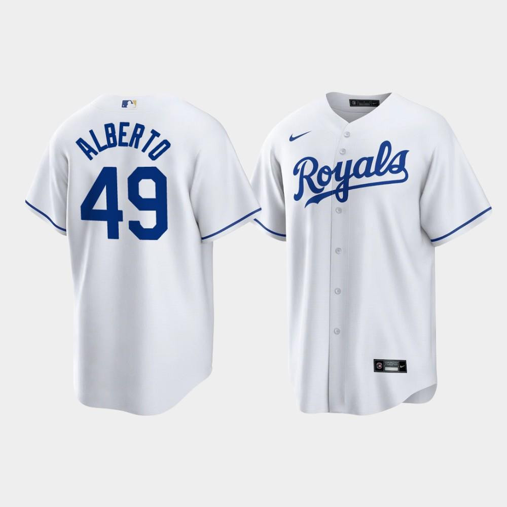Hanser Alberto 49 Kansas City Royals White Home Player MLB Jersey Men's