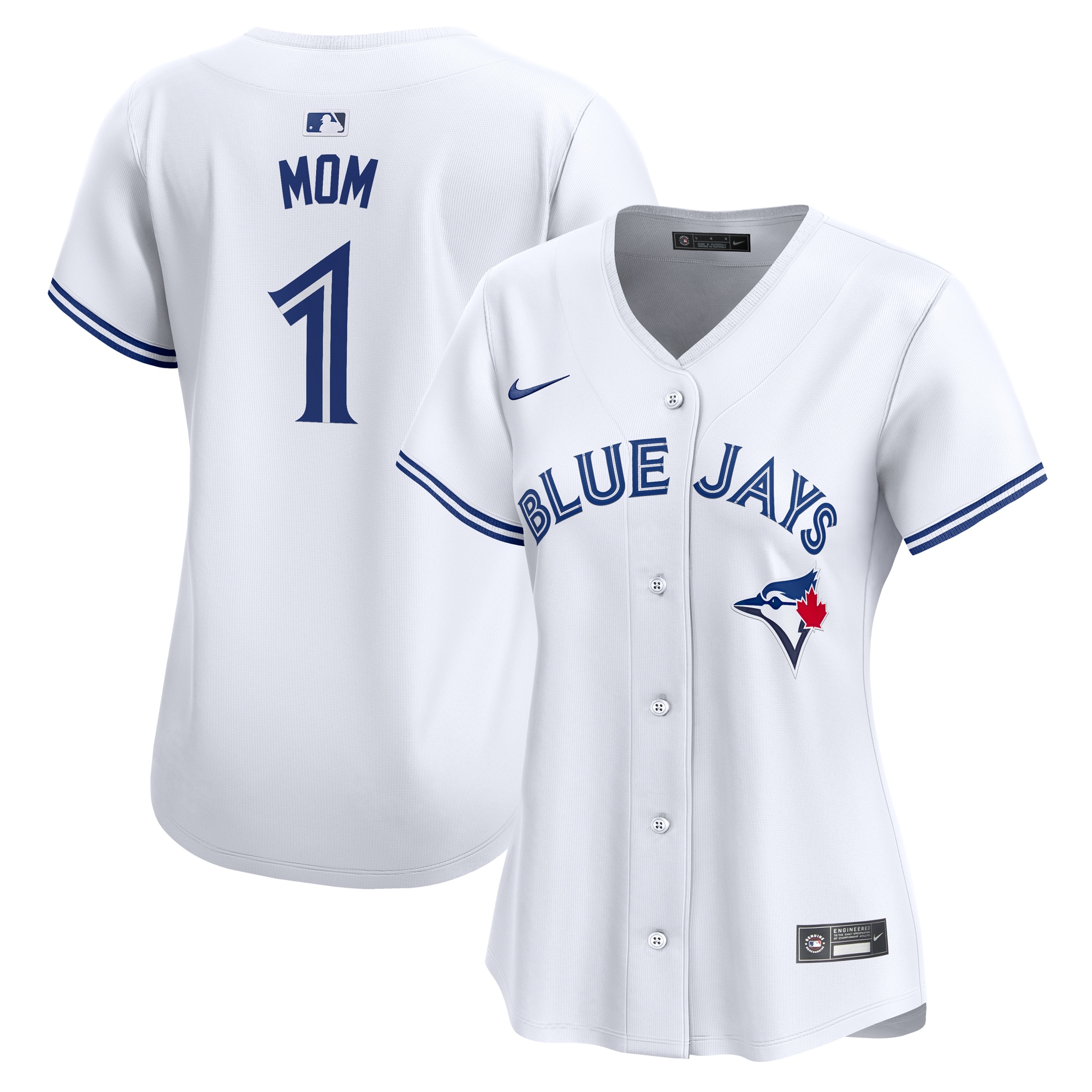 Toronto Blue Jays White #1 Mom Home Limited MLB Jersey Women's
