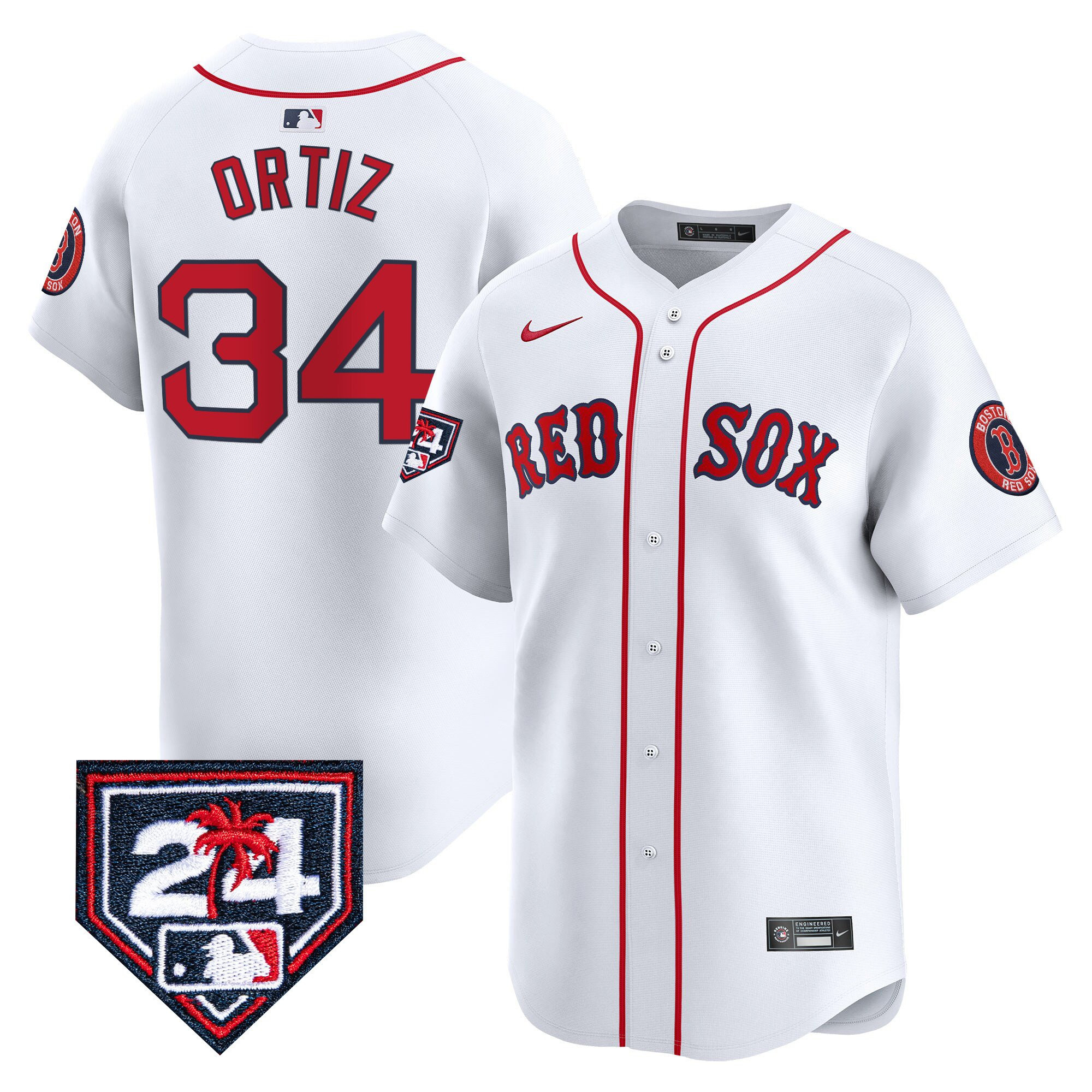 David Ortiz 34 Boston Red Sox 2024 Spring Training White MLB Jersey Men's