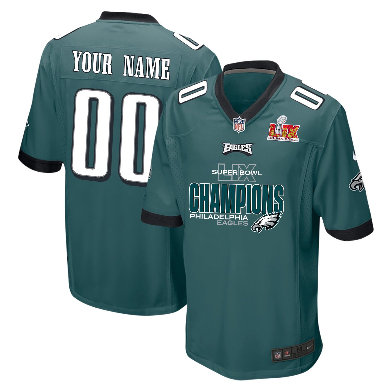 Philadelphia Eagles Super Bowl LIX Champions Iconic Game Midnight Green NFL Jersey Men's