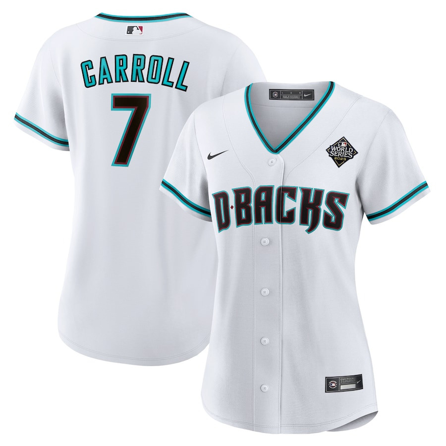 Corbin Carroll 7 Arizona Diamondbacks 2023 World Series White MLB Jersey Women's