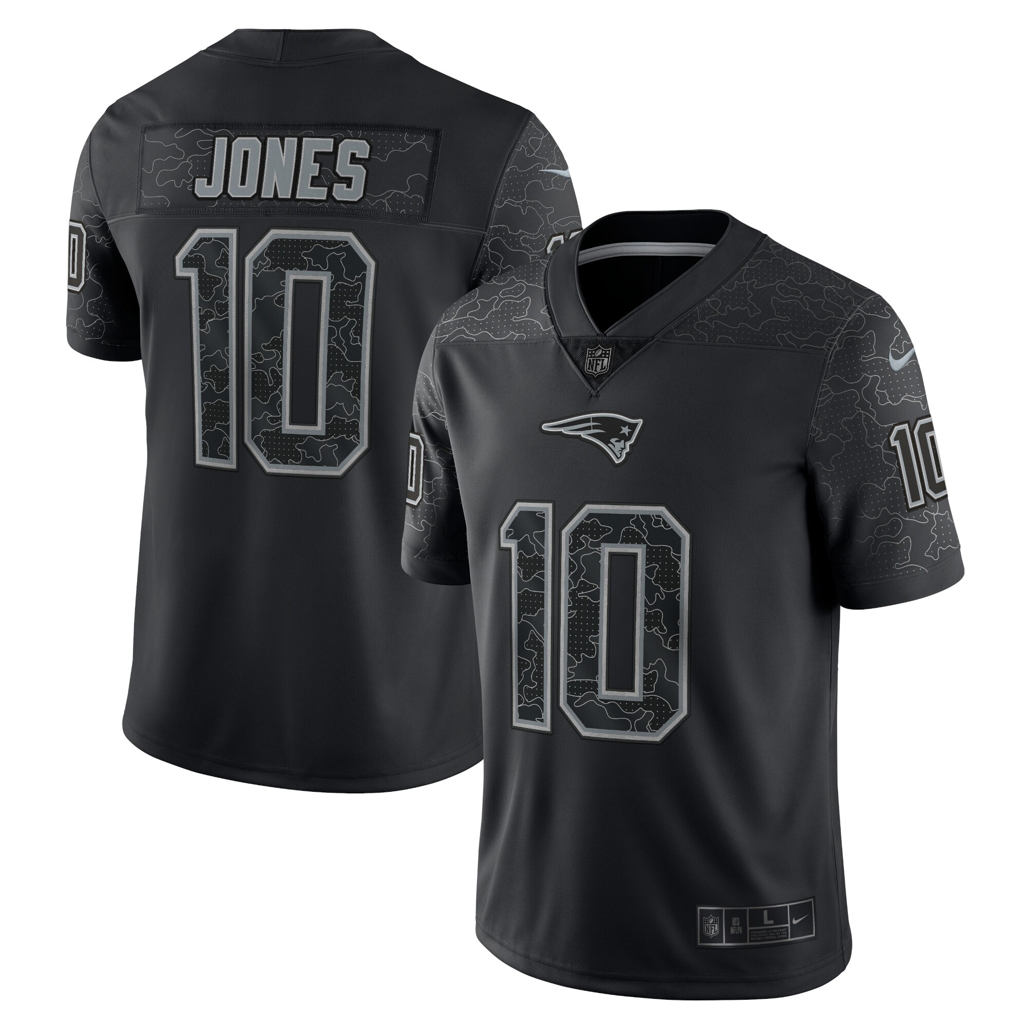 New England Patriots Mac Jones Black RFLCTV Limited NFL Jersey Men's