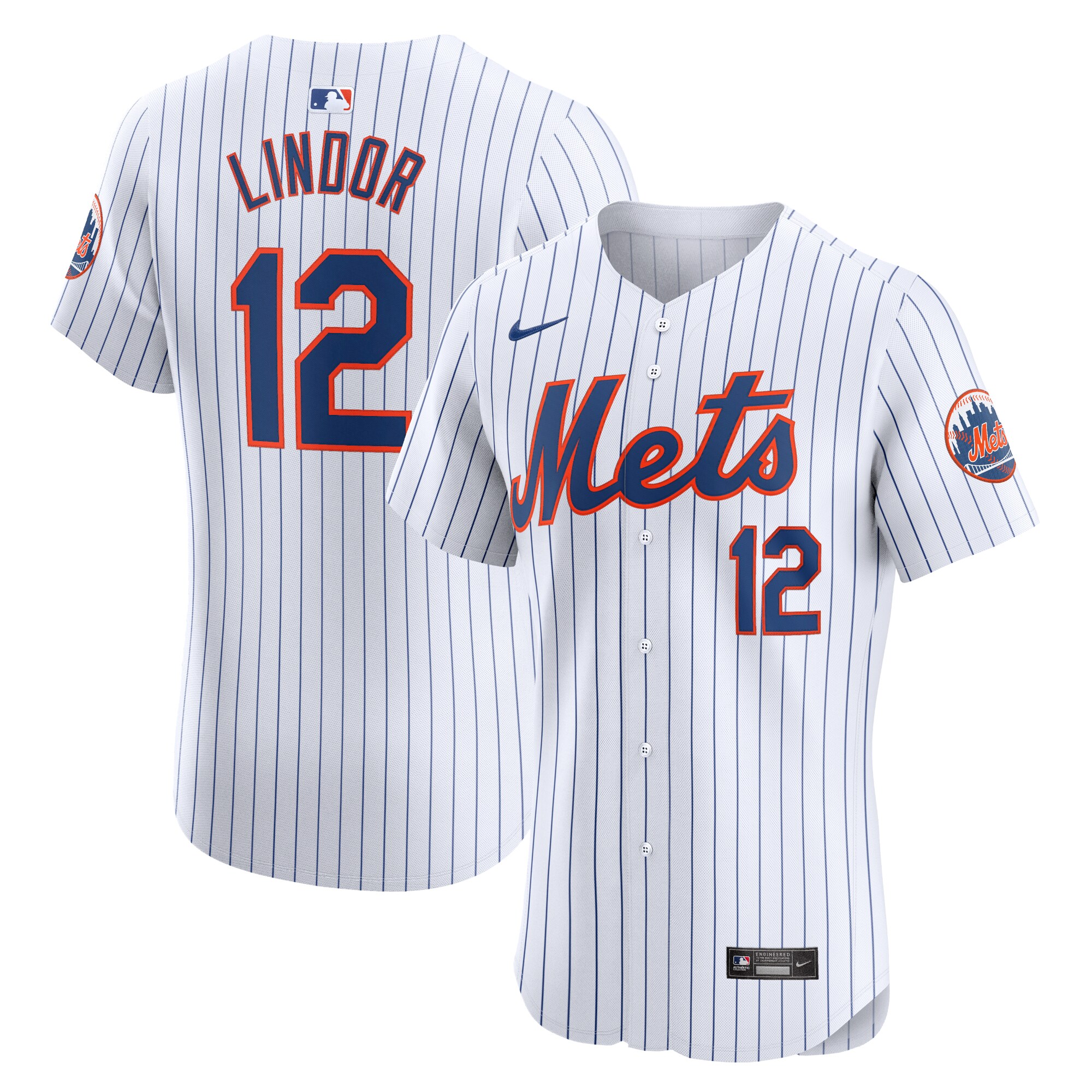 New York Mets Francisco Lindor White Home Elite MLB Jersey Men's
