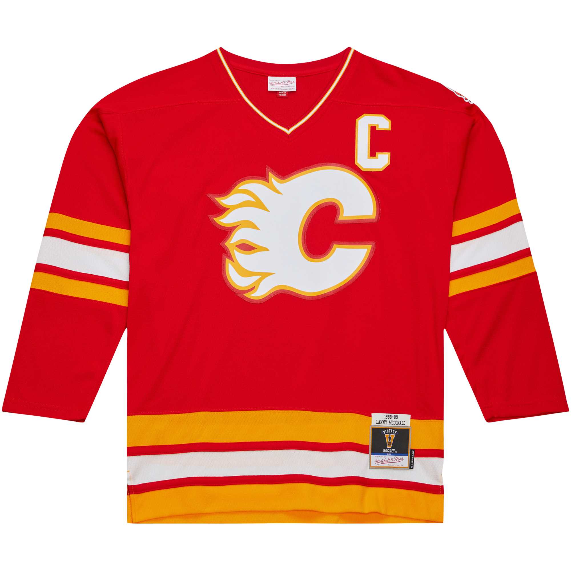 Calgary Flames Lanny McDonald Mitchell Ness Red Captain Patch 1988/89 Blue Line Player NHL Jersey Men's