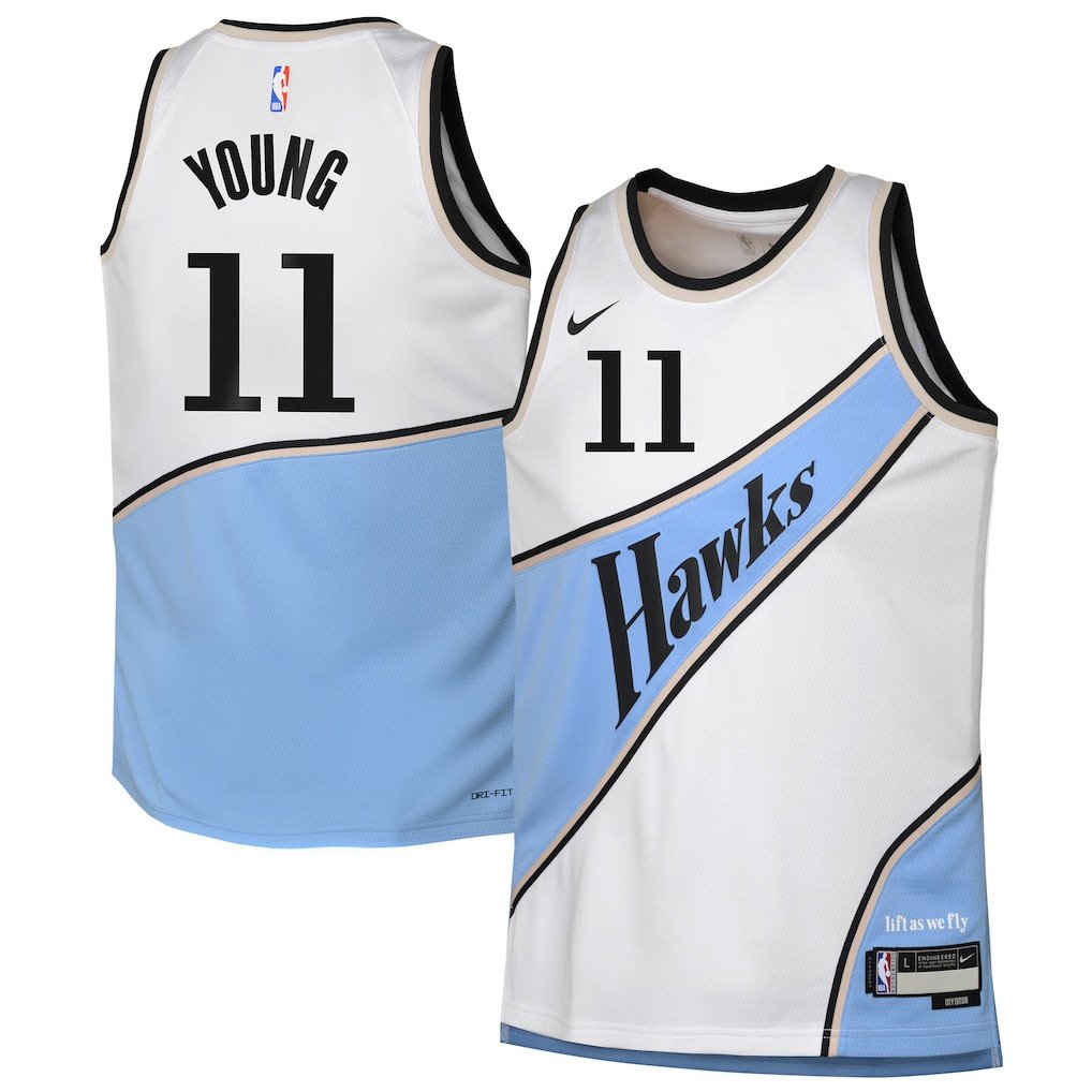 Trae Young 11 Atlanta Hawks 2024/25 Swingman Playe City Editio White NBA Jersey Youth