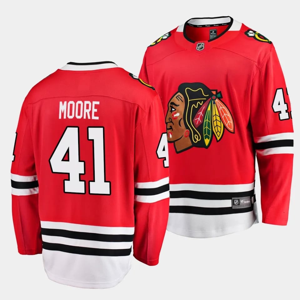 Oliver Moore #41 Chicago Blackhawks 2023 Draft Home Red NHL Jersey Men's