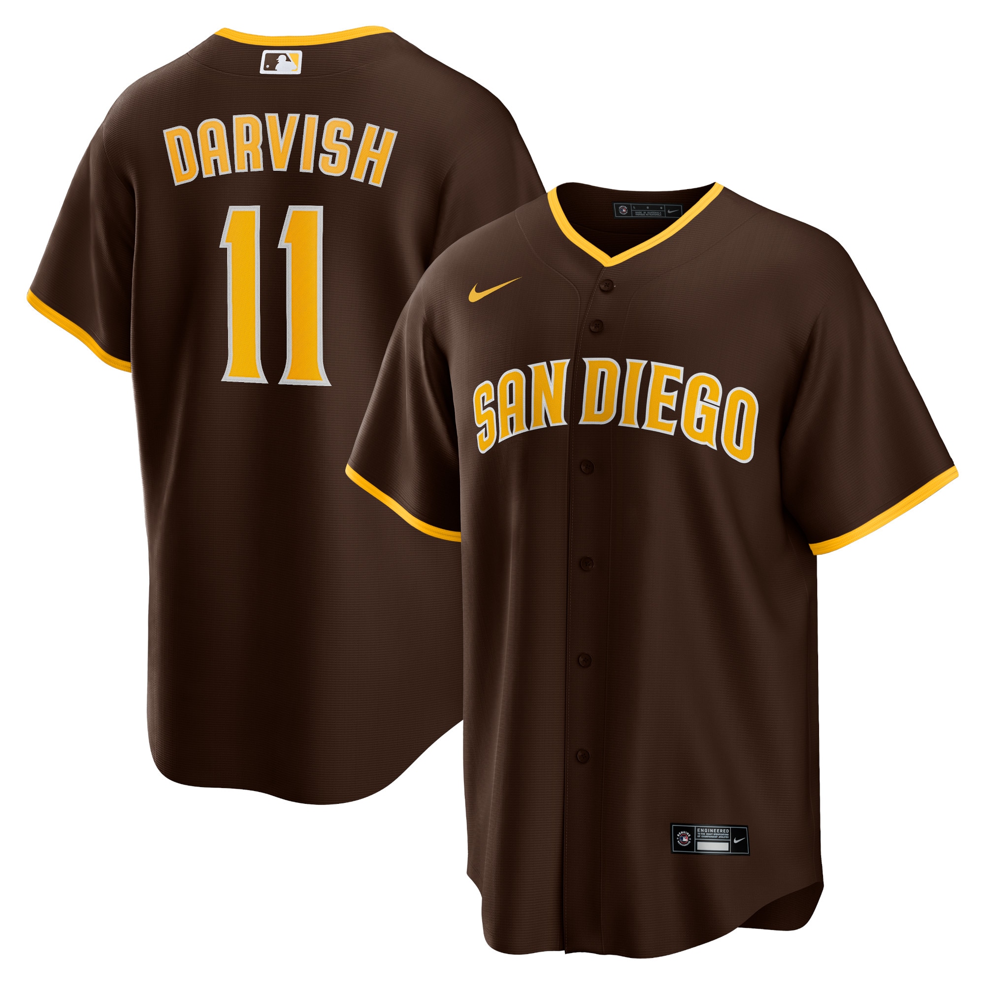 San Diego Padres Yu Darvish Brown Alternate Player MLB Jersey Men's
