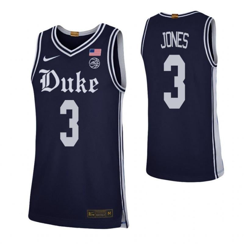 3 Tre Jones Navy Elite Duke Blue Devils NCAA Jersey Men's