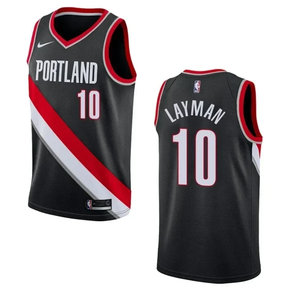 Portland Trail Blazers 10 Jake Layman Icon Swingman Black NBA Jersey Men's