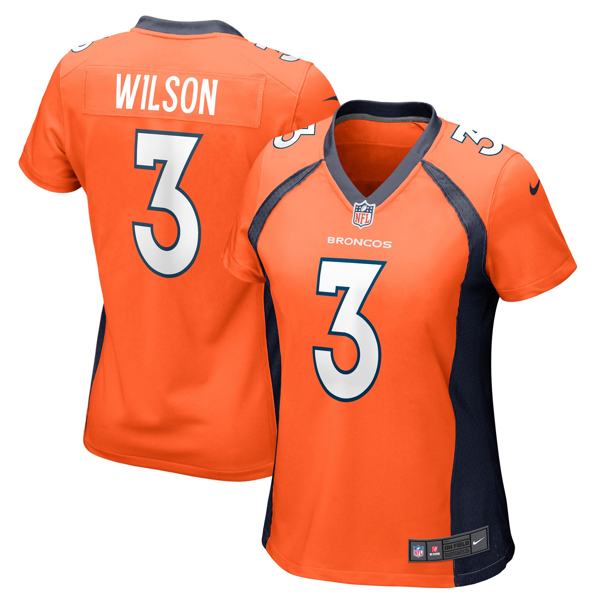 Denver Broncos Russell Wilson Orange Player NFL Jersey Women's