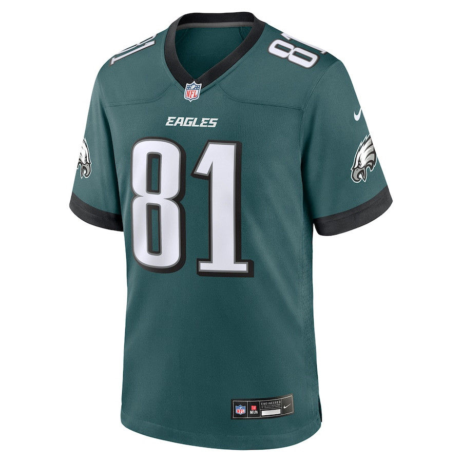 Grant Calcaterra 81 Philadelphia Eagles Team Game Midnight Green NFL Jersey Men's