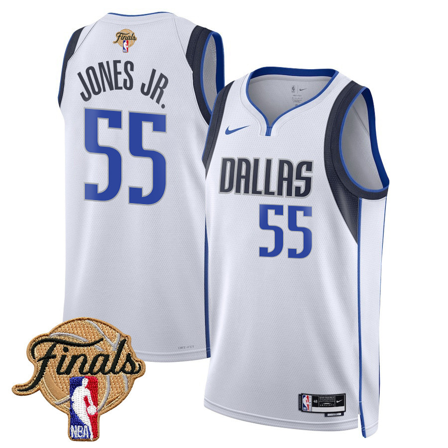 Derrick Jones Jr. 55 Dallas Mavericks 2024 FINALS PATCH Swingman Association Editio White NBA Jersey Men's