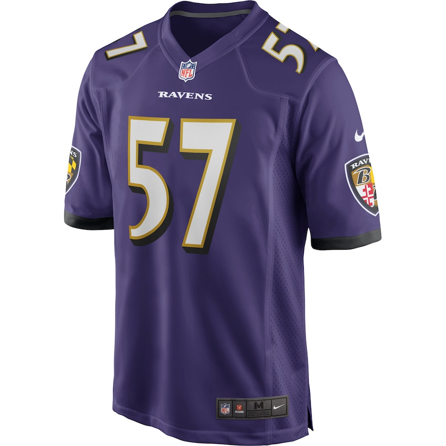 Bart Scott 57 Baltimore Ravens Game Retired Purple NFL Jersey Men's