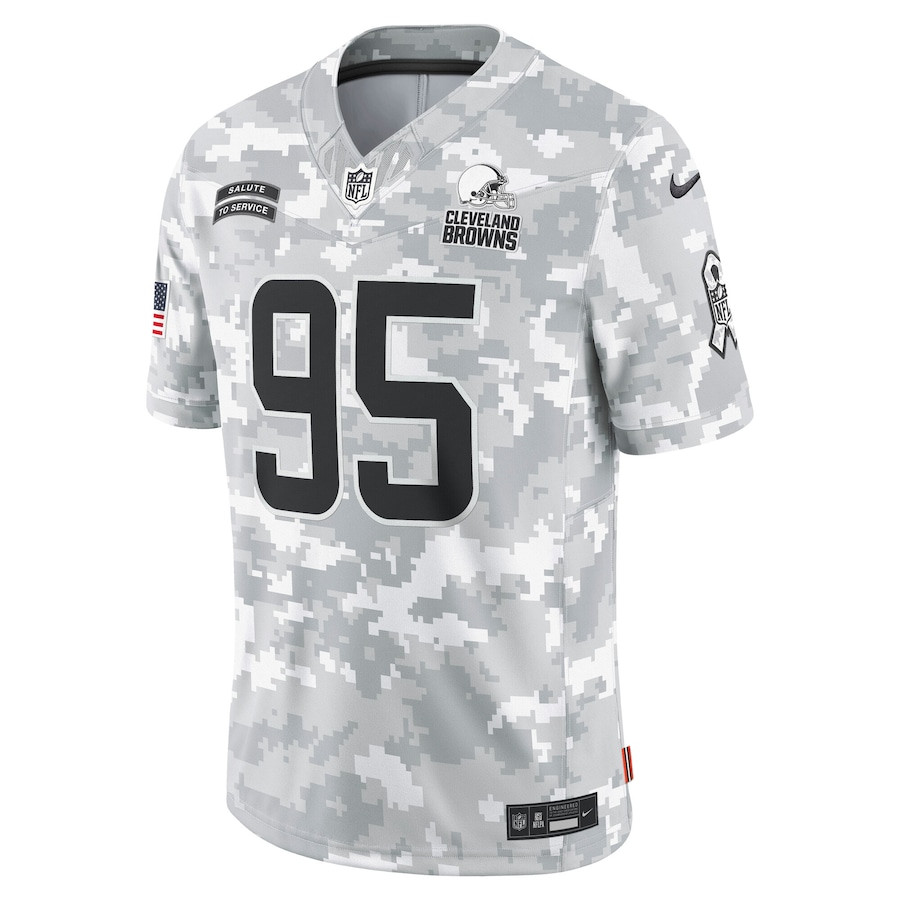 Myles Garrett 95 Cleveland Browns 2024 Salute to Service Limited Arctic Camo NFL Jersey Men's