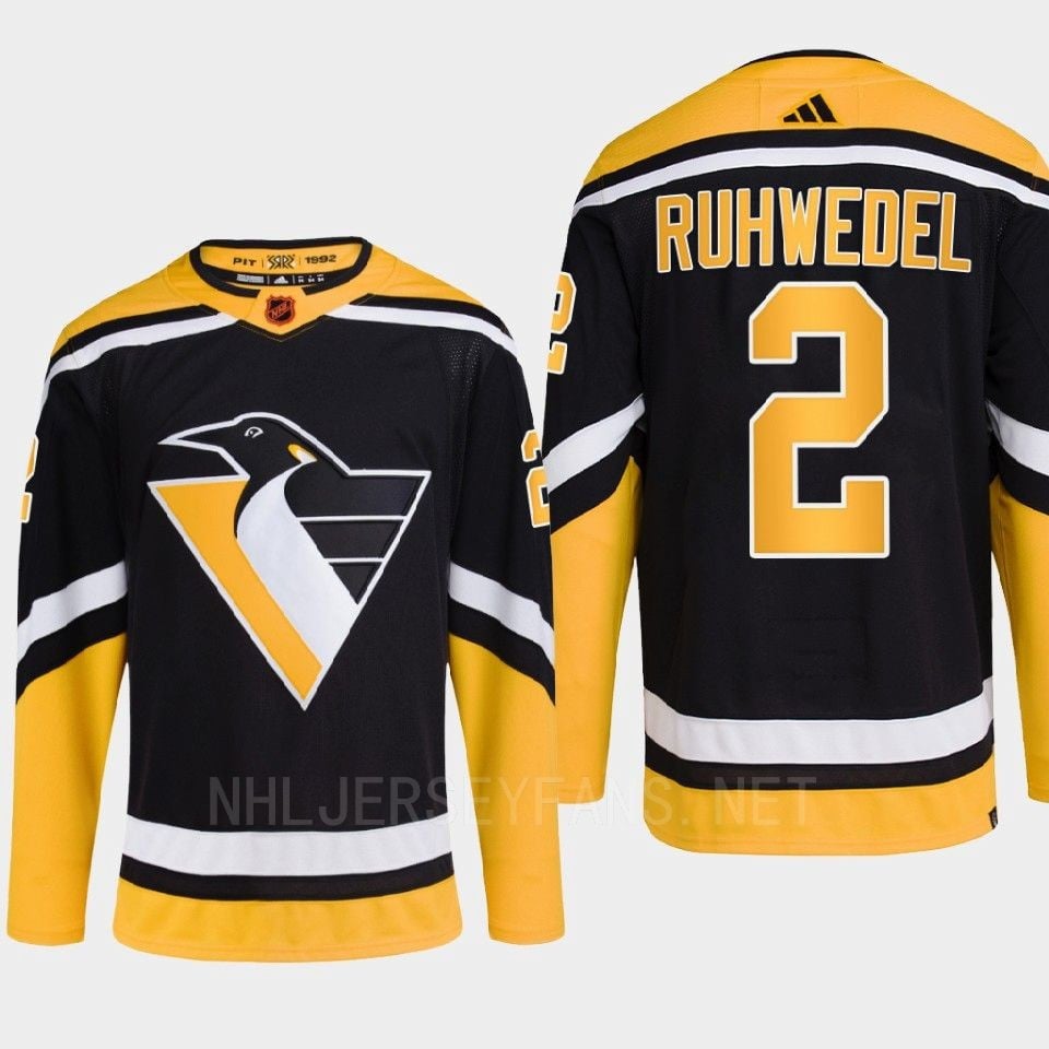 Pittsburgh Penguins 2022 Reverse Retro 2.0 Chad Ruhwedel 2 Black Primegreen NHL Jersey Men's