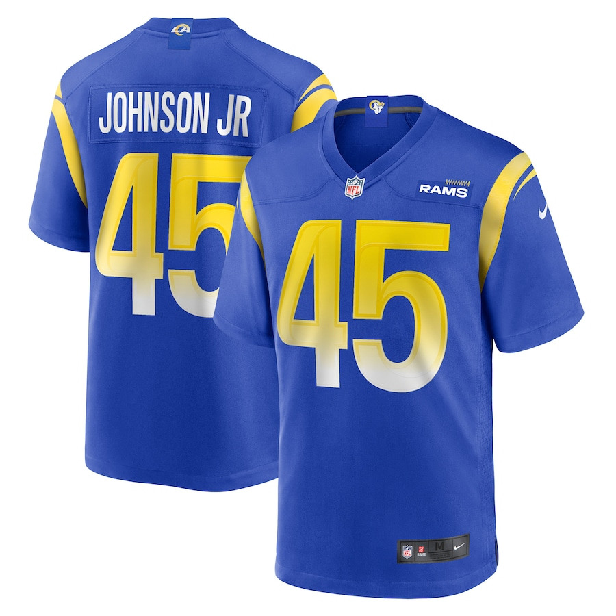 Neal Johnson Jr 45 Los Angeles Rams Game Royal NFL Jersey Men's