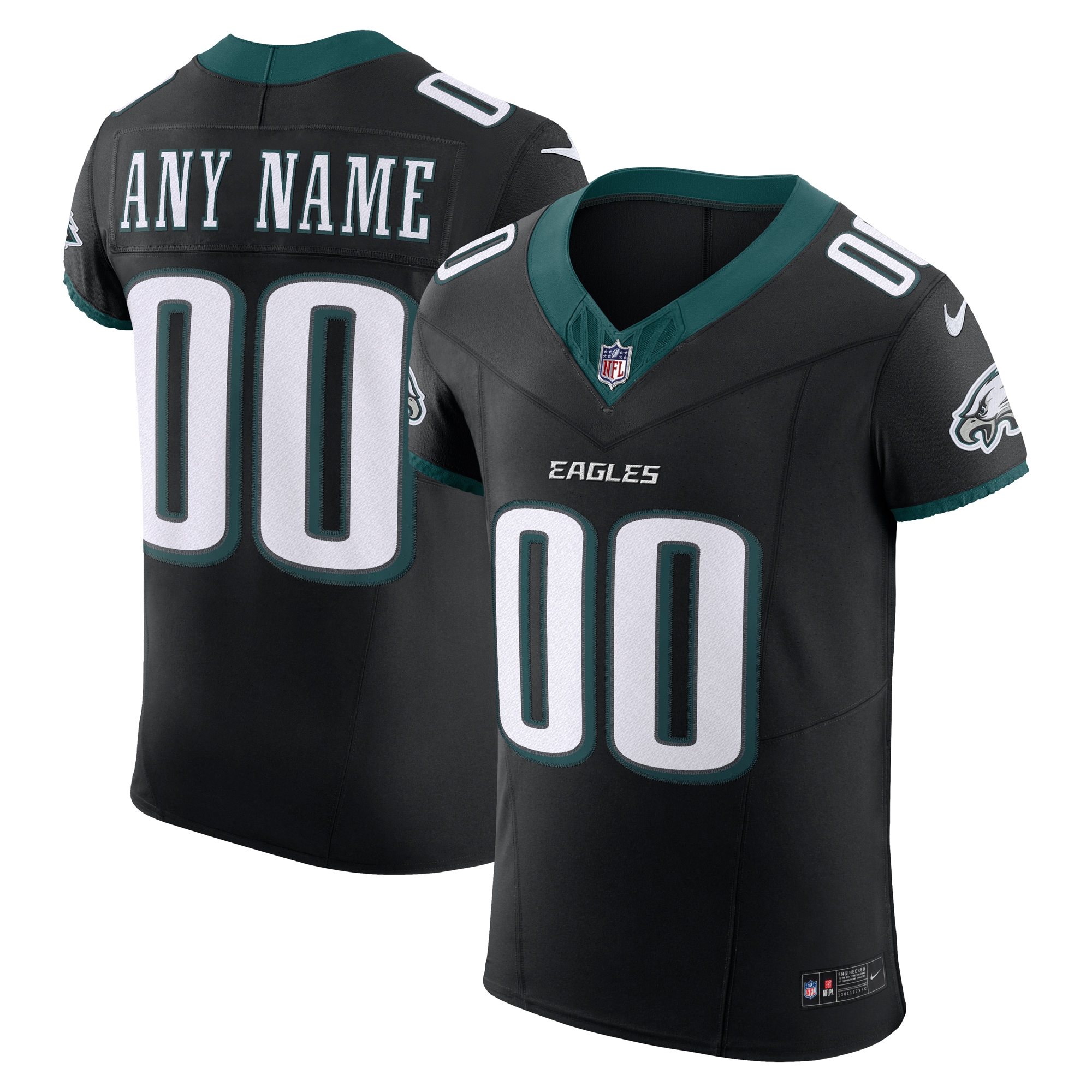 Philadelphia Eagles Black Alternate Vapor F.U.S.E. Elite Custom NFL Jersey Men's