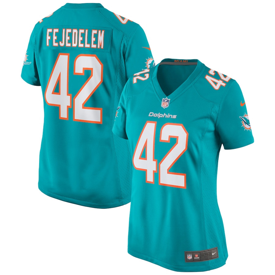 Clayton Fejedelem 42 Miami Dolphins Game Aqua NFL Jersey Women's