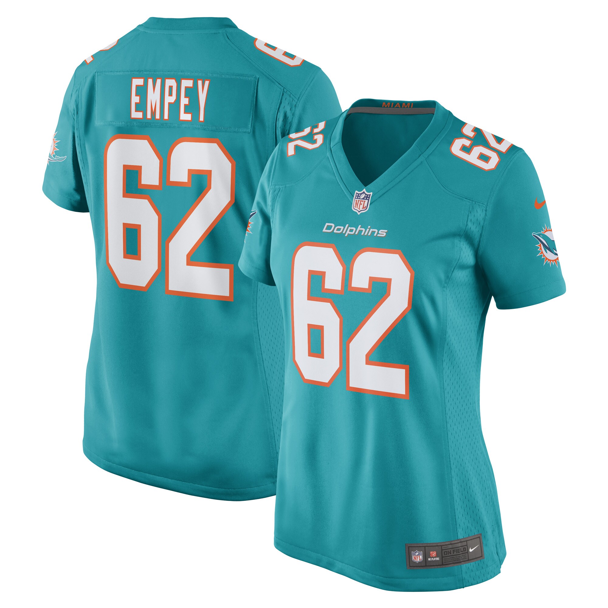 Miami Dolphins James Empey Aqua Game Player NFL Jersey Women's