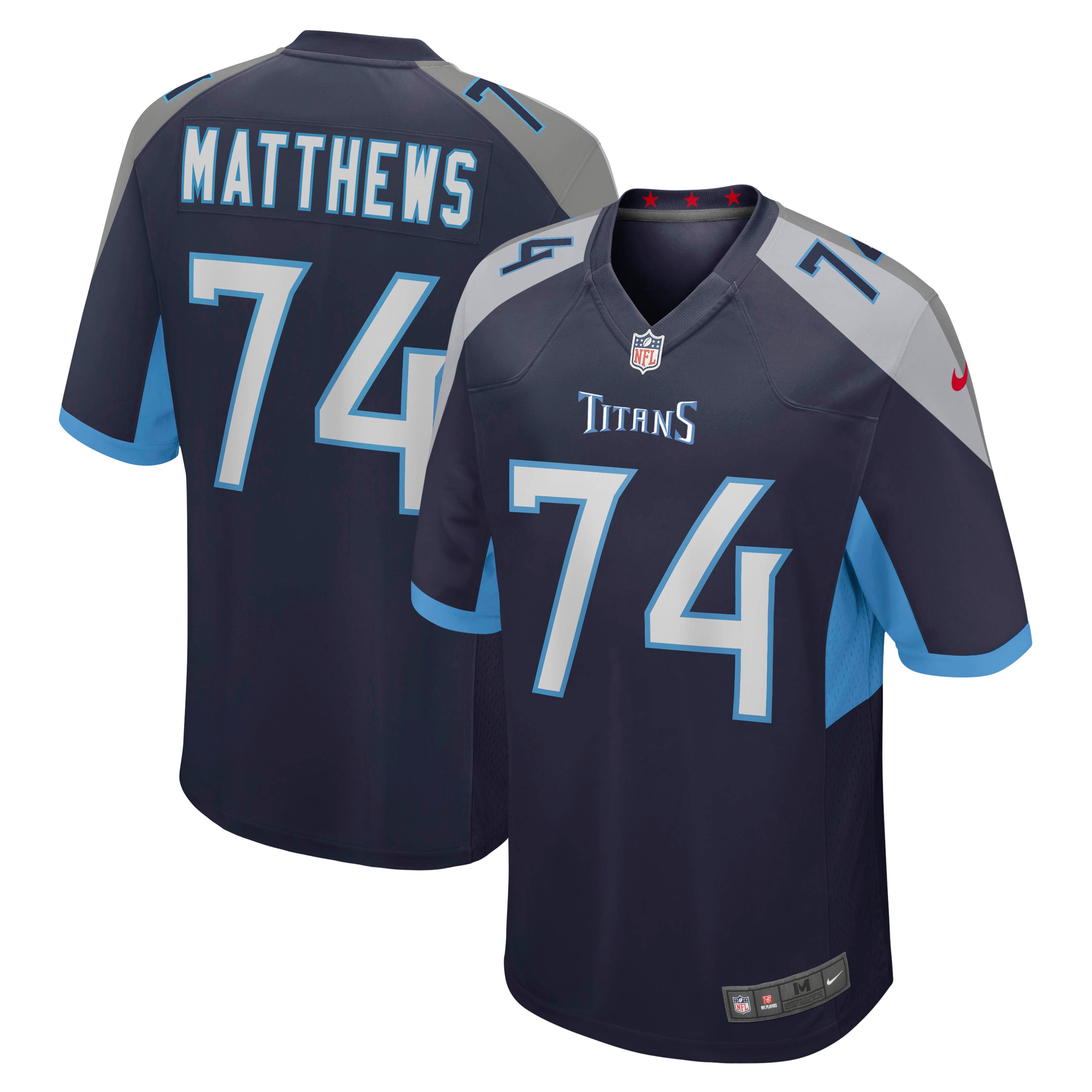 Tennessee Titans Bruce Matthews Navy Retired Player NFL Jersey Men's