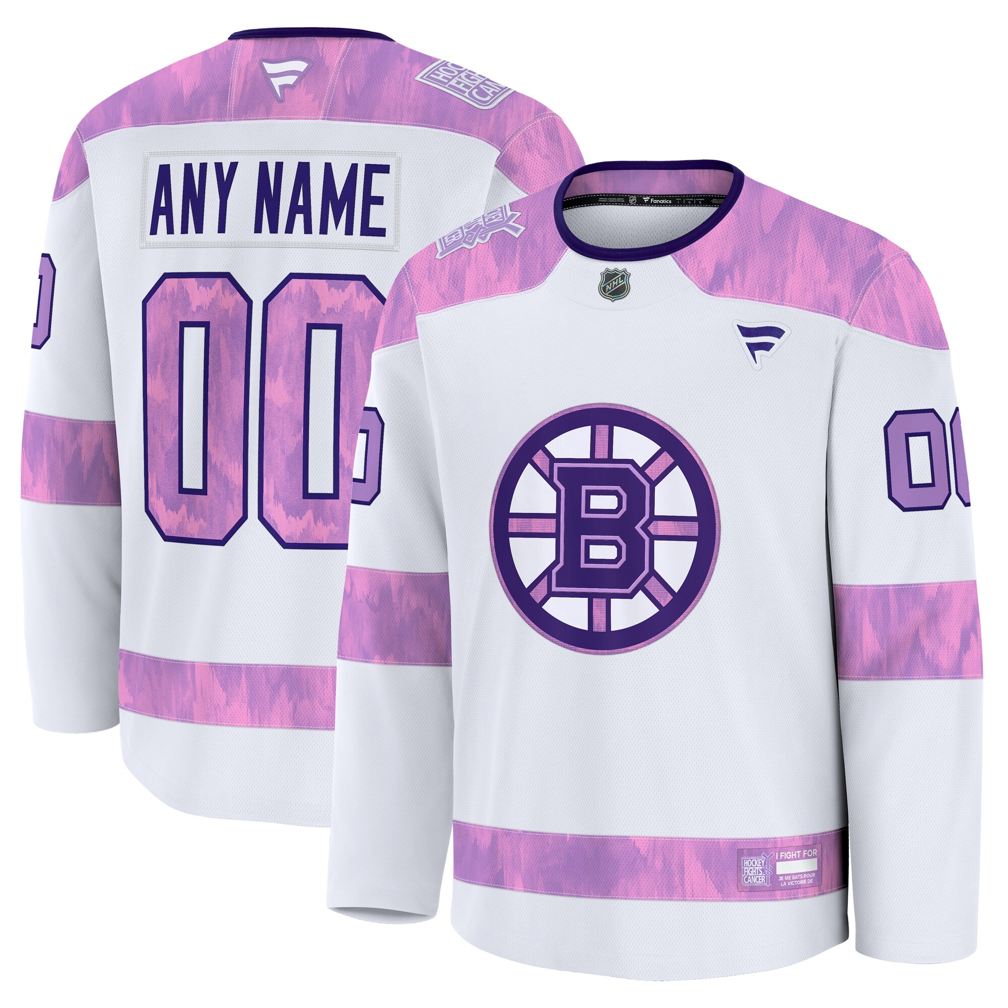 Boston Bruins White 2024 Fights Cancer Custom Practice NHL Jersey Men's