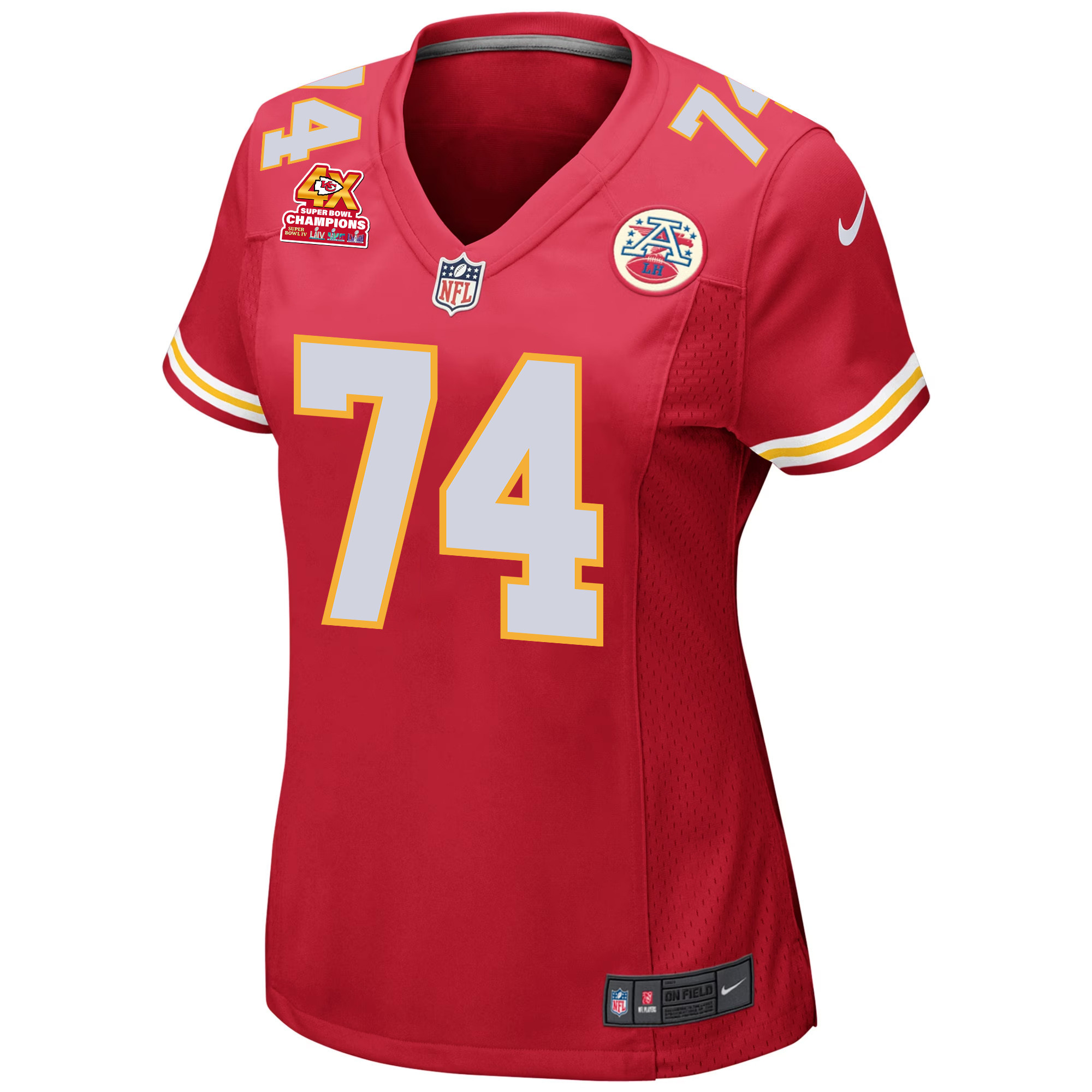 Jawaan Taylor 74 Kansas City Chiefs Super Bowl LVIII Champions 4X Game Red NFL Jersey Women's