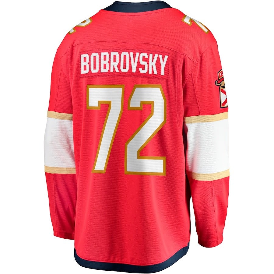 Sergei Bobrovsky 72 Florida Panthers 2023 Stanley Cup Final Home Primegreen Red NHL Jersey Men's