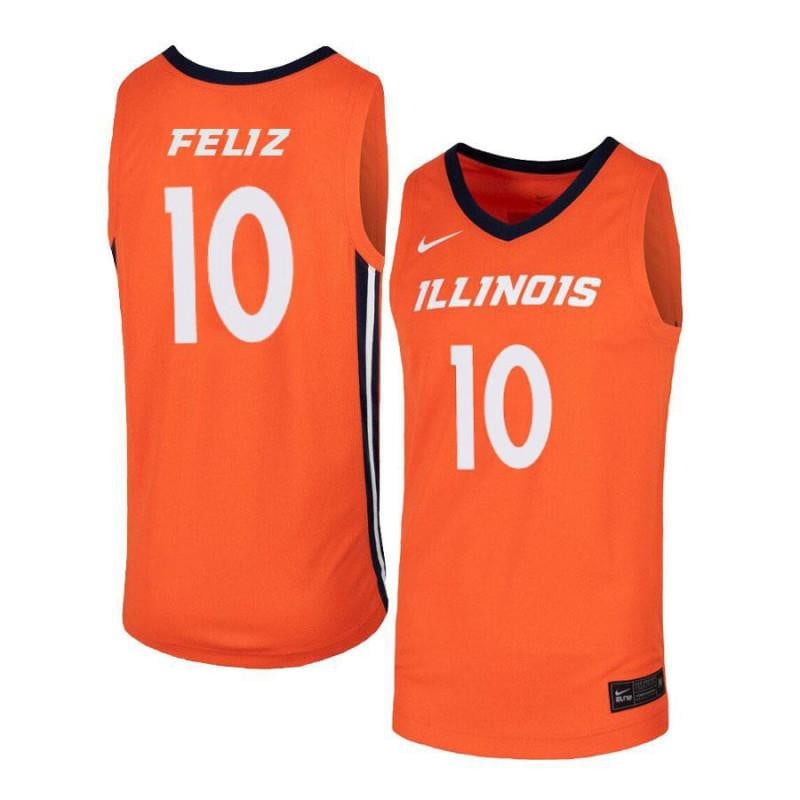 10 Andres Feliz Orange Elite Illinois Fighting Illini NCAA Jersey Men's