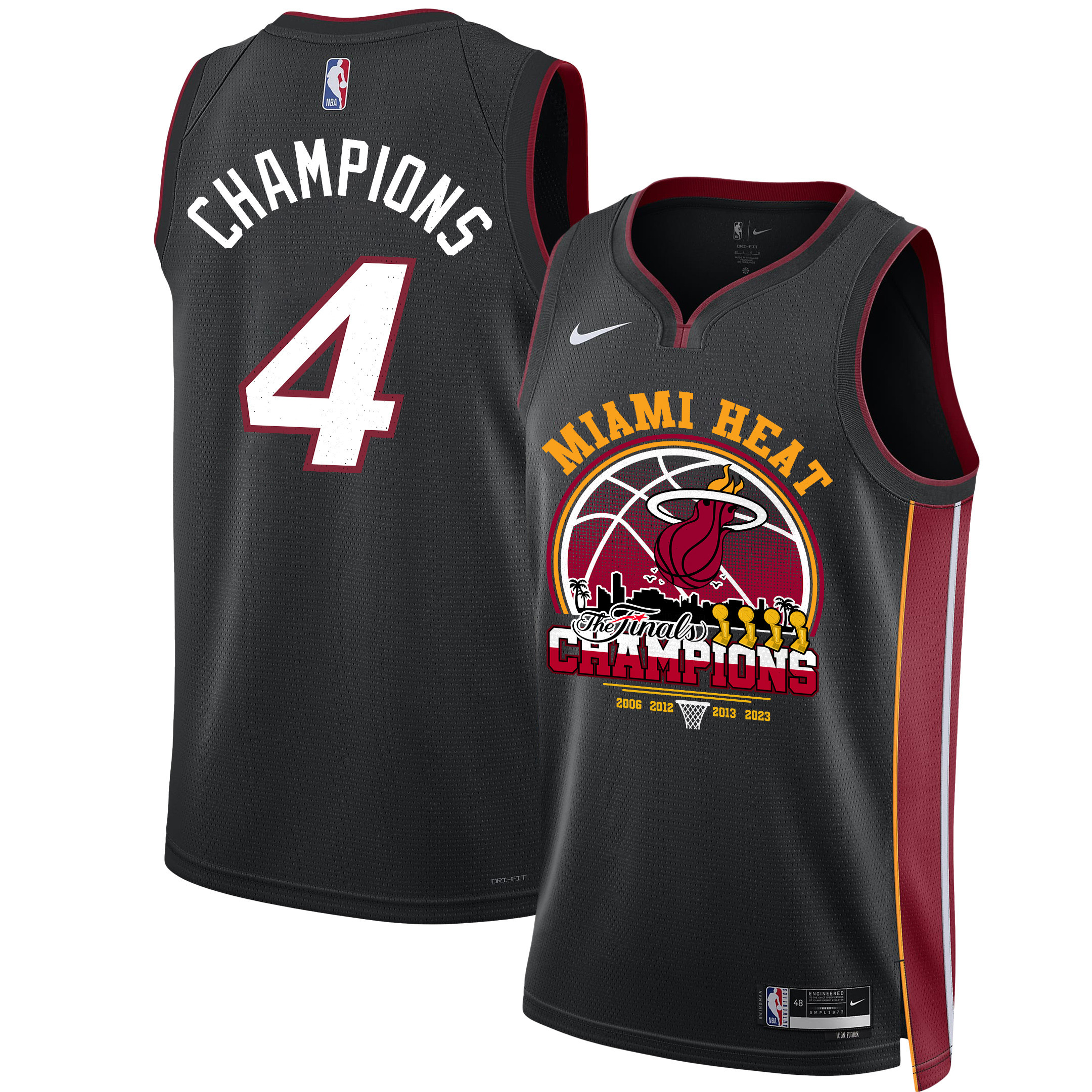 Miami Heat The 4th Finals Champions Glory 2023 Swingman Black NBA Jersey Men's
