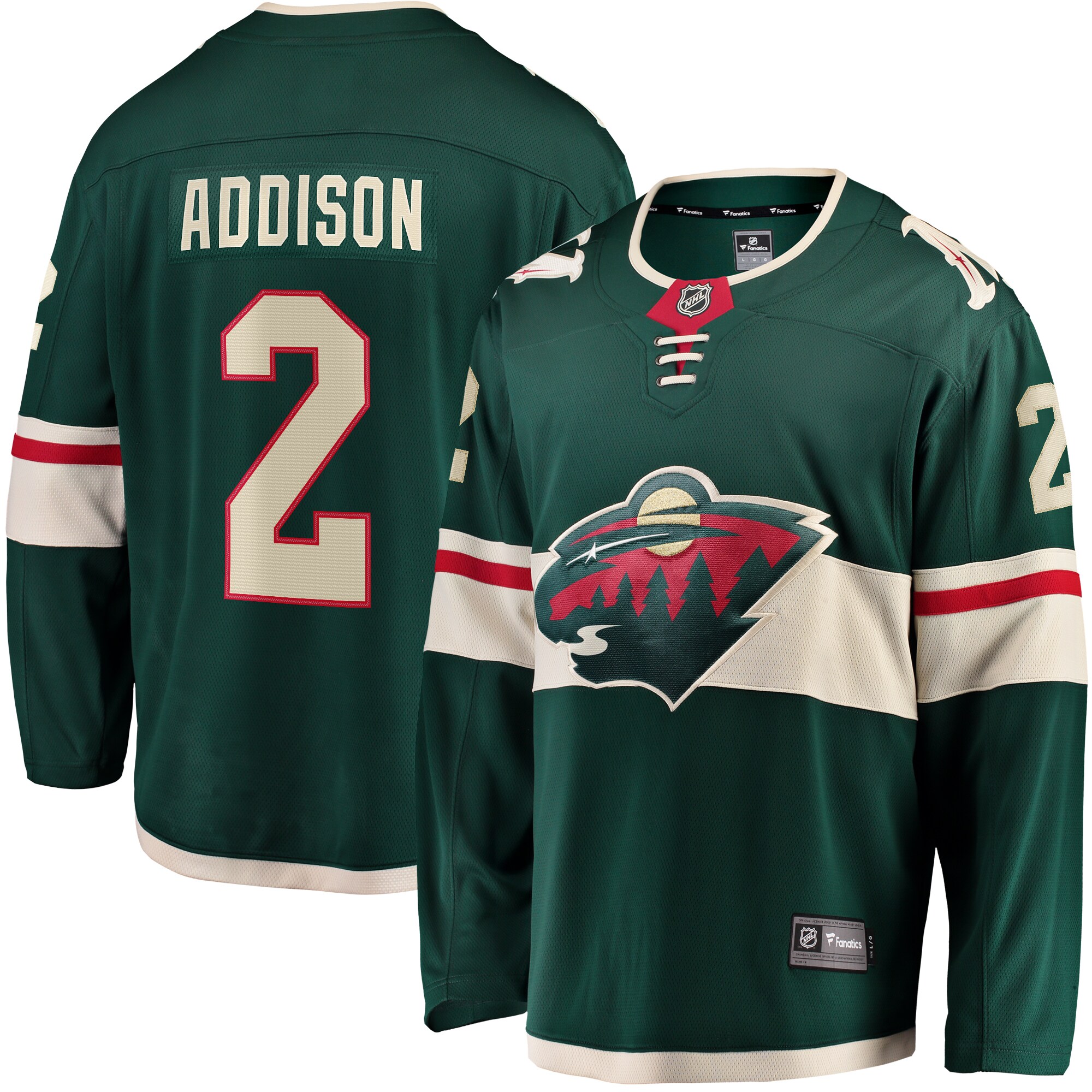 Minnesota Wild Calen Addison Green Home Breakaway Player NHL Jersey Men's