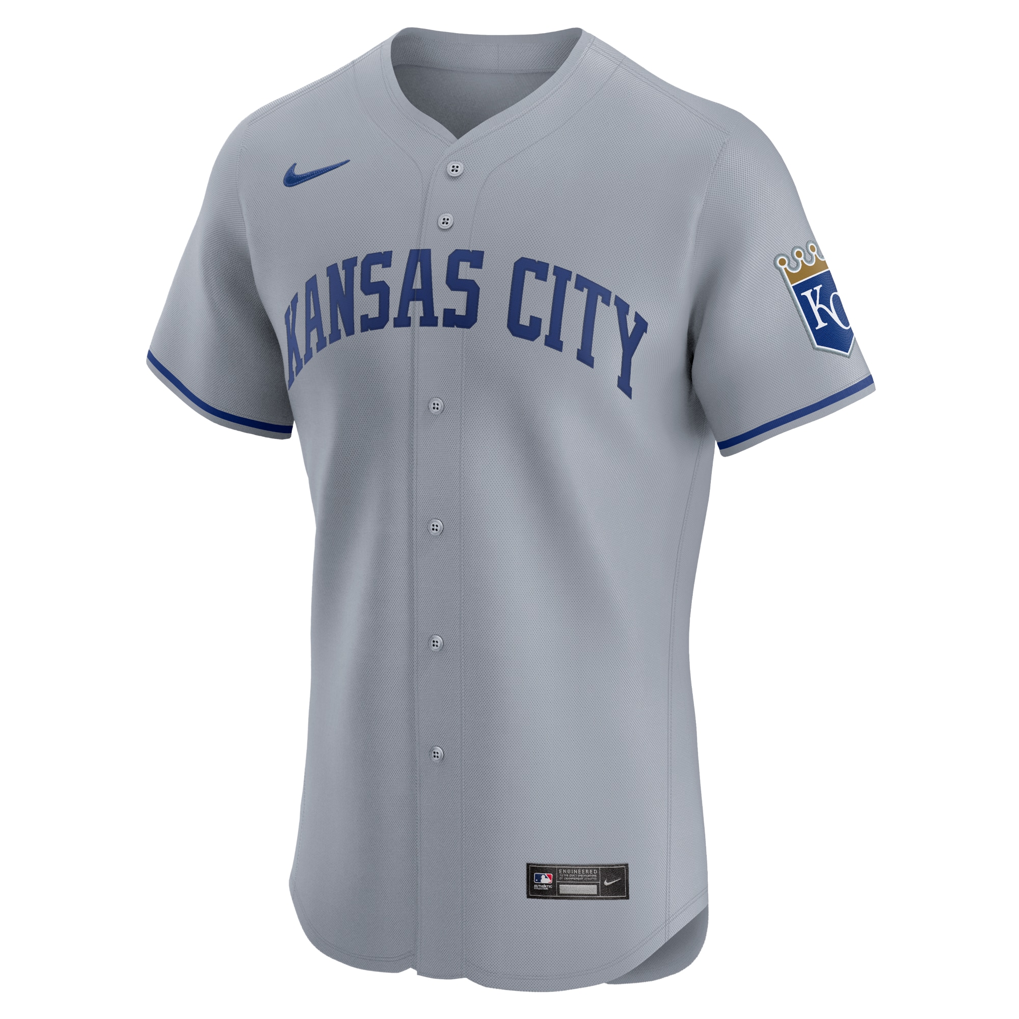Kansas City Royals Gray Road Vapor Premier Elite Patch MLB Jersey Men's