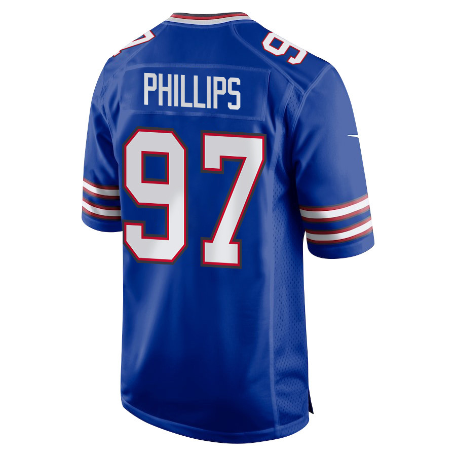 Jordan Phillips 97 Buffalo Bills Super Bowl LIX New Orleans Patch Game Royal NFL Jersey Men's