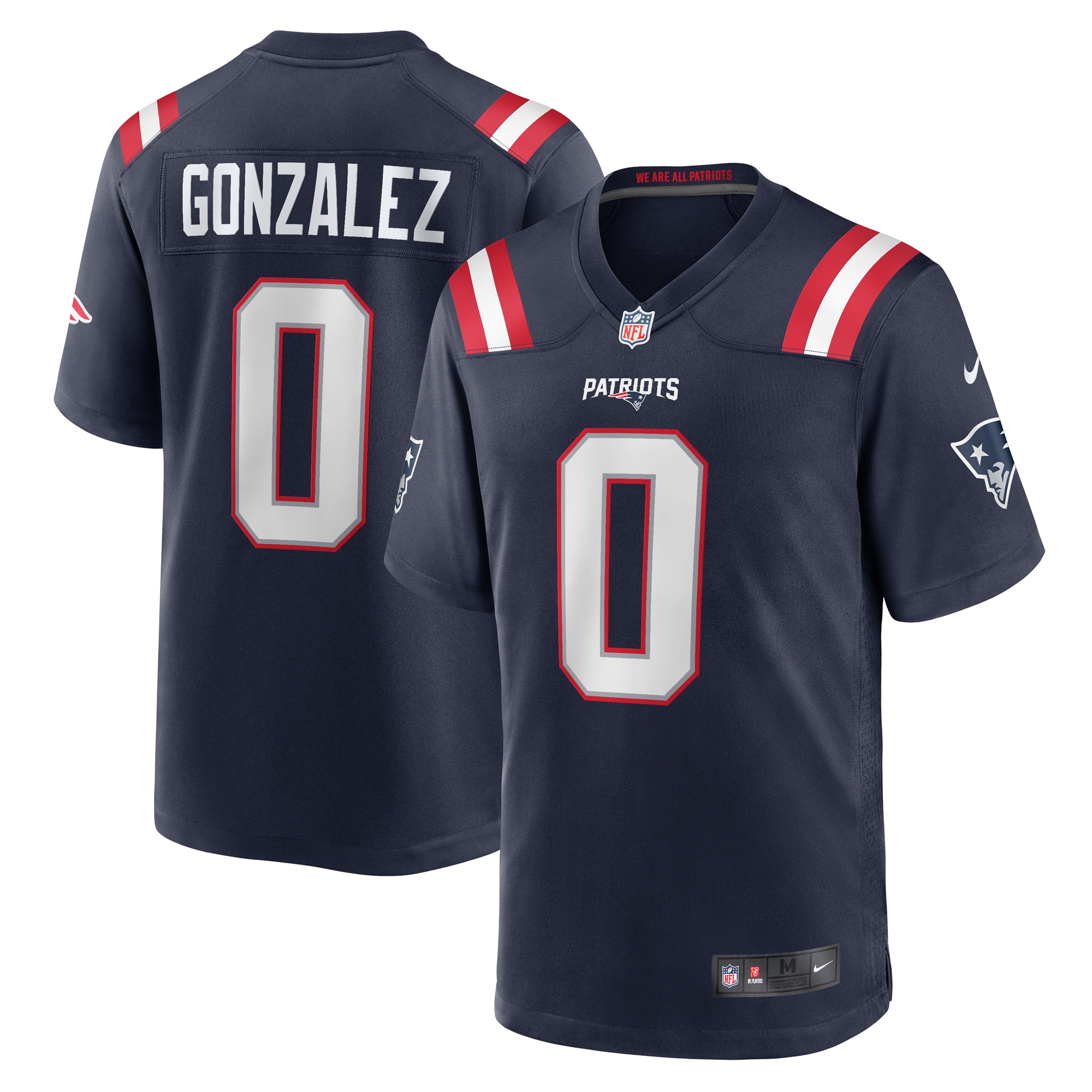 New England Patriots Christian Gonzalez Navy Team Game NFL Jersey Men's