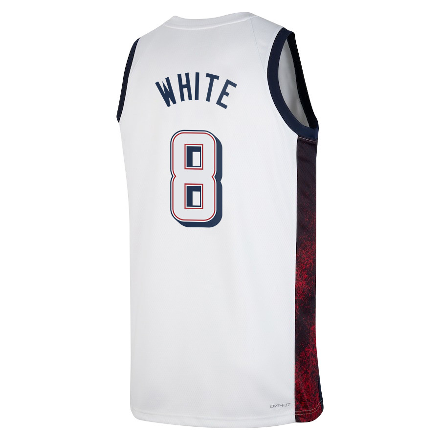 Derric White 8 USA Unisex 2024 Swingman Player White NBA Jersey Unisex