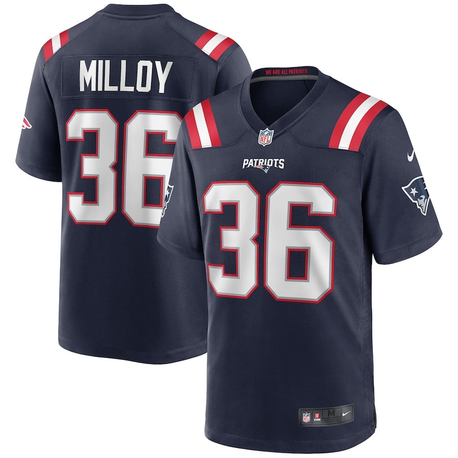 Lawyer Milloy 36 New England Patriots Game Retired Navy NFL Jersey Men's